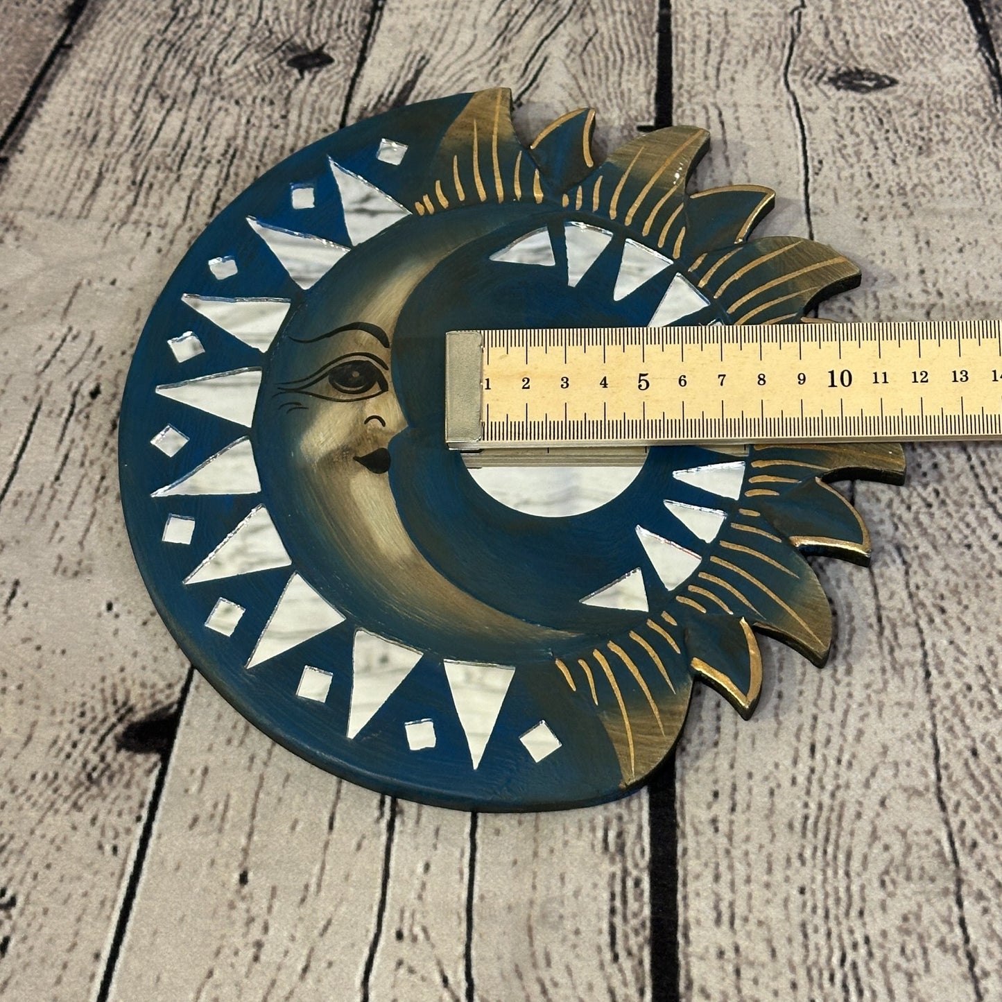 Blue Half Moon Mosaic Tile Wall Mirror 20cm x 20cm 8 Inches Handmade Fairtrade