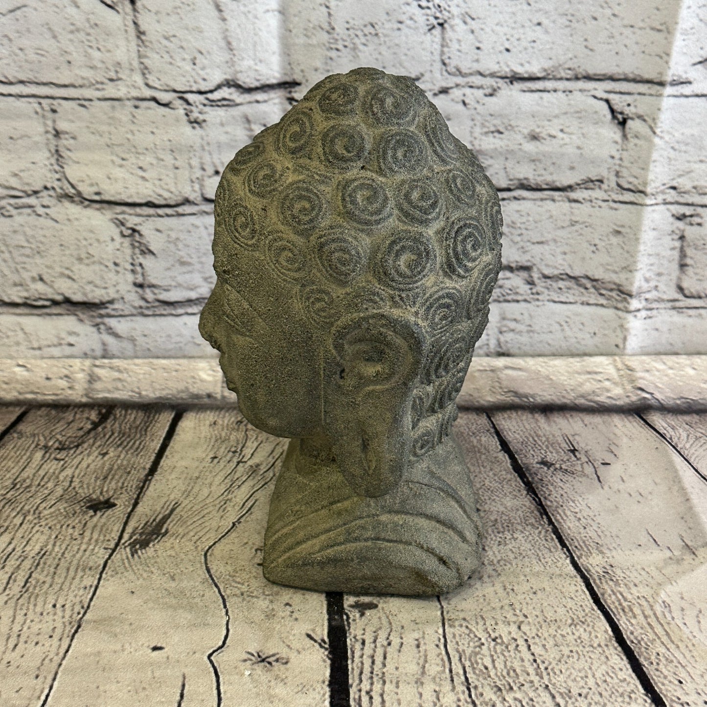 Thai Buddha Head Stone Garden 20cm x 12cm Ornament Outdoor Indoor Statue Hindu