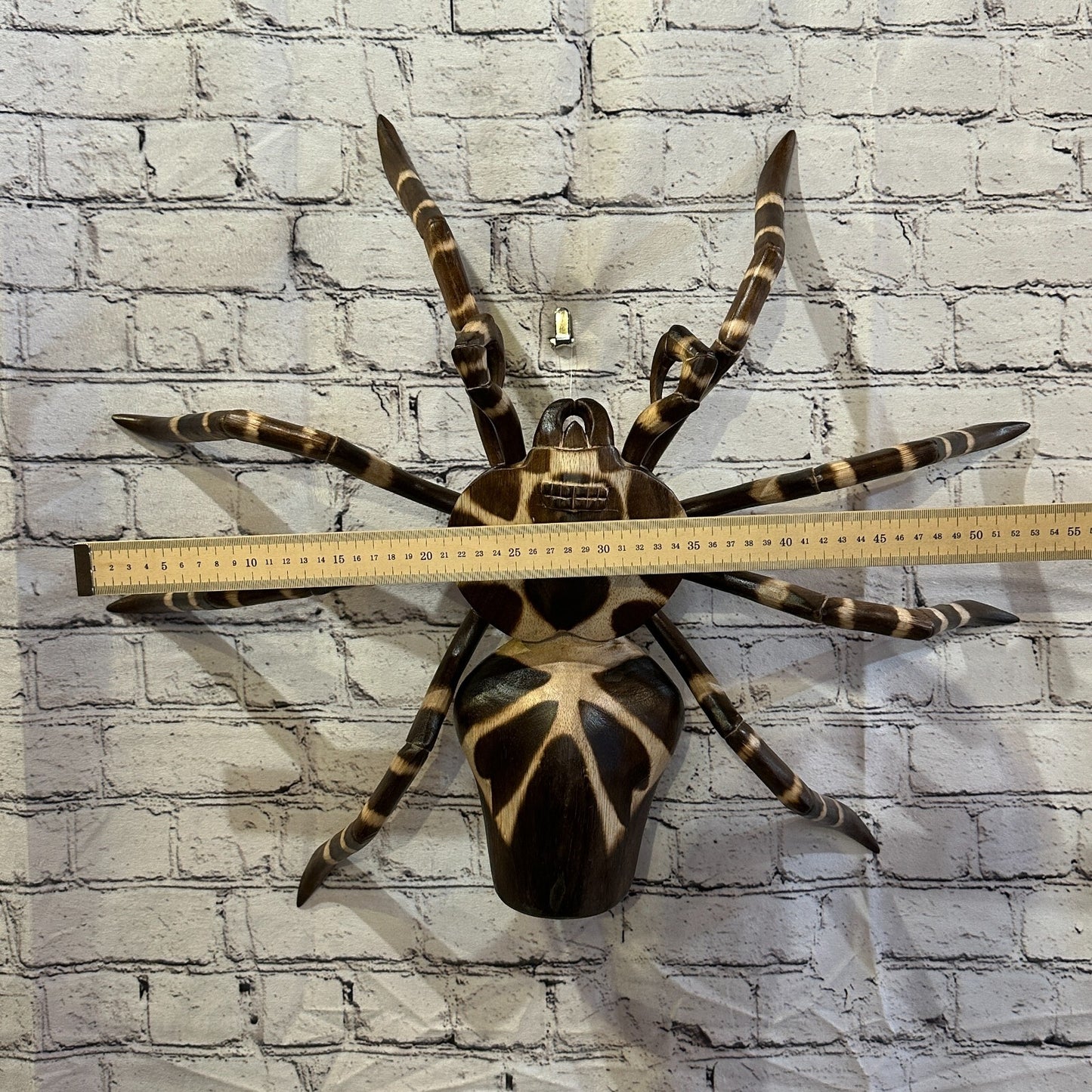 50cm x 45cm Wooden Spider Carving Hand Carved Walking Spider Tarantula Statue