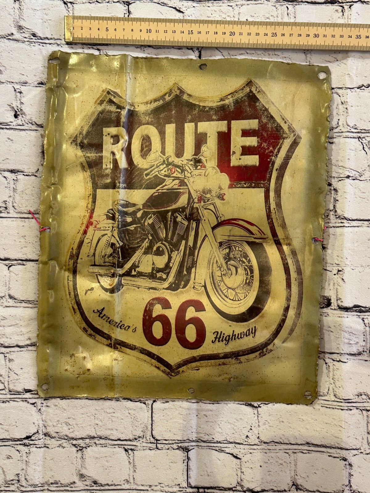 Route 66 Motorbike Poster Advert Wall Plaque 42cm x 36cm Vintage Retro Tin Sign