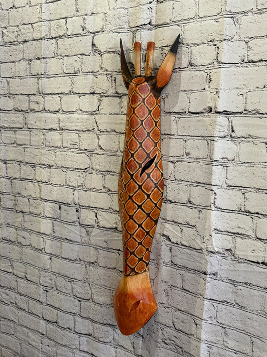 100cm Dotty Giraffe Hand Carved Fair Trade Wooden Animal Wall Art Wall Hang Mask