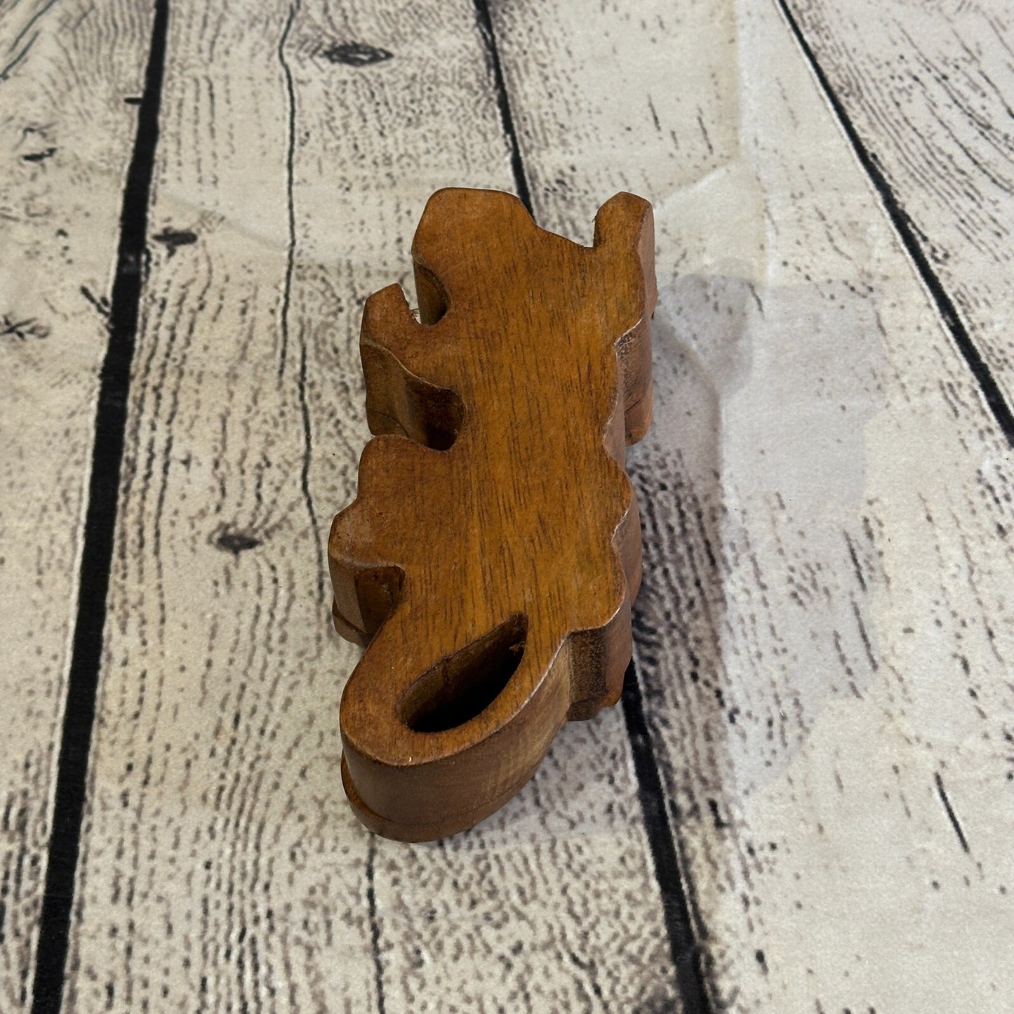 Carved Gecko Lizard 4 Bit Wooden Puzzle Box Secret Box Magic Trinket Handmade