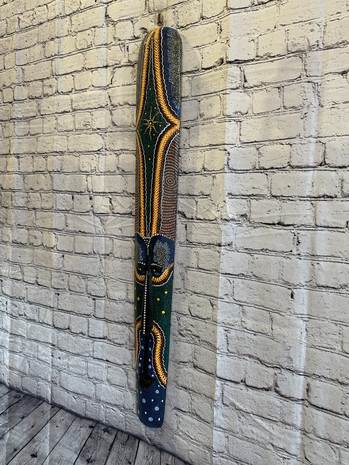 Mask 100cm Carved Wooden Dot Painted Ethnic Tribal Tiki Wall Art Handmade No 4