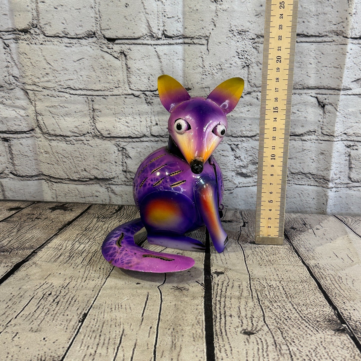 18cm x 14cm Purple Colour Fox Cartoon Ornament Painted Statue Candle Holder