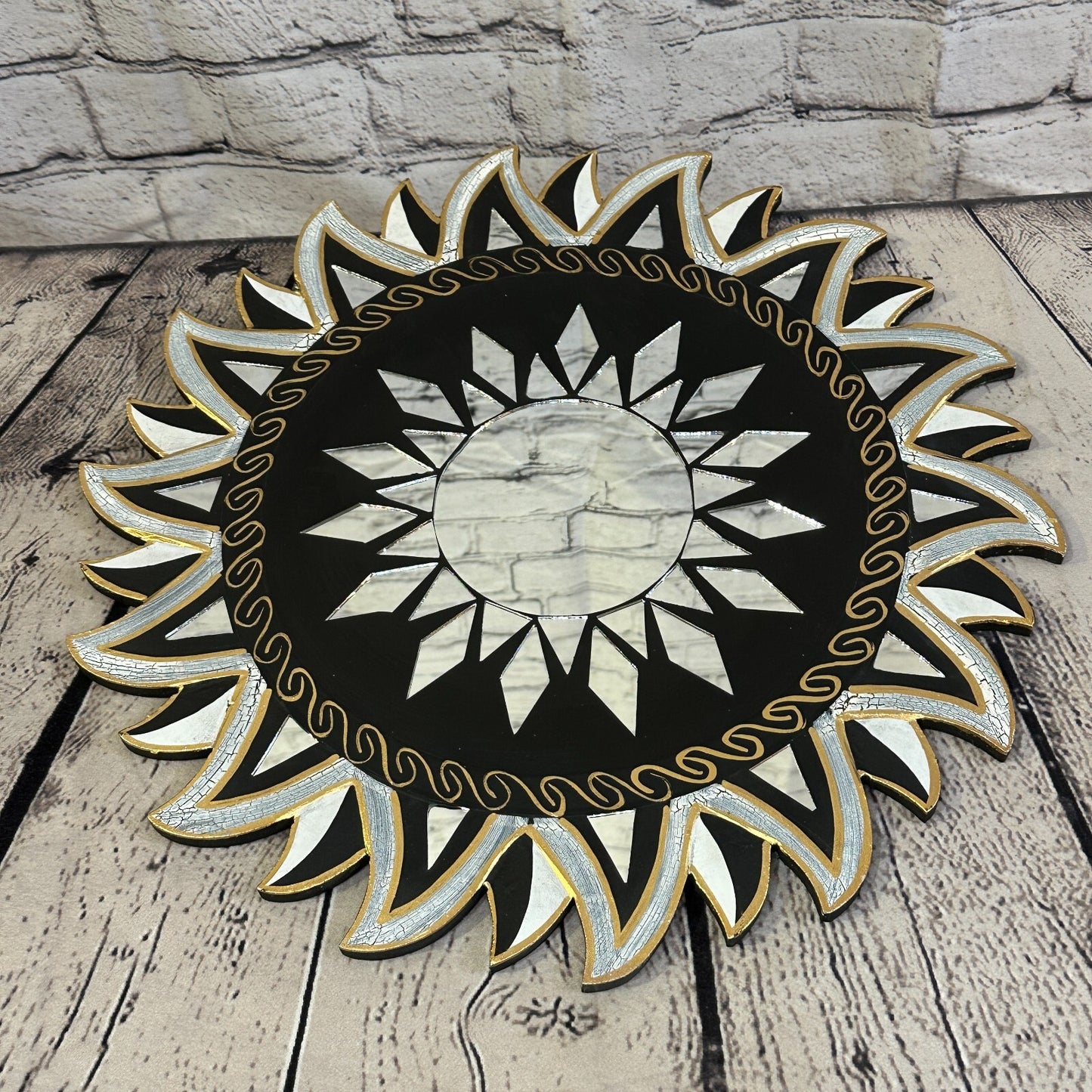 Black Star Mosaic Tile Wall Mirror 40cm x 40cm 16 Inches Handmade Fairtrade