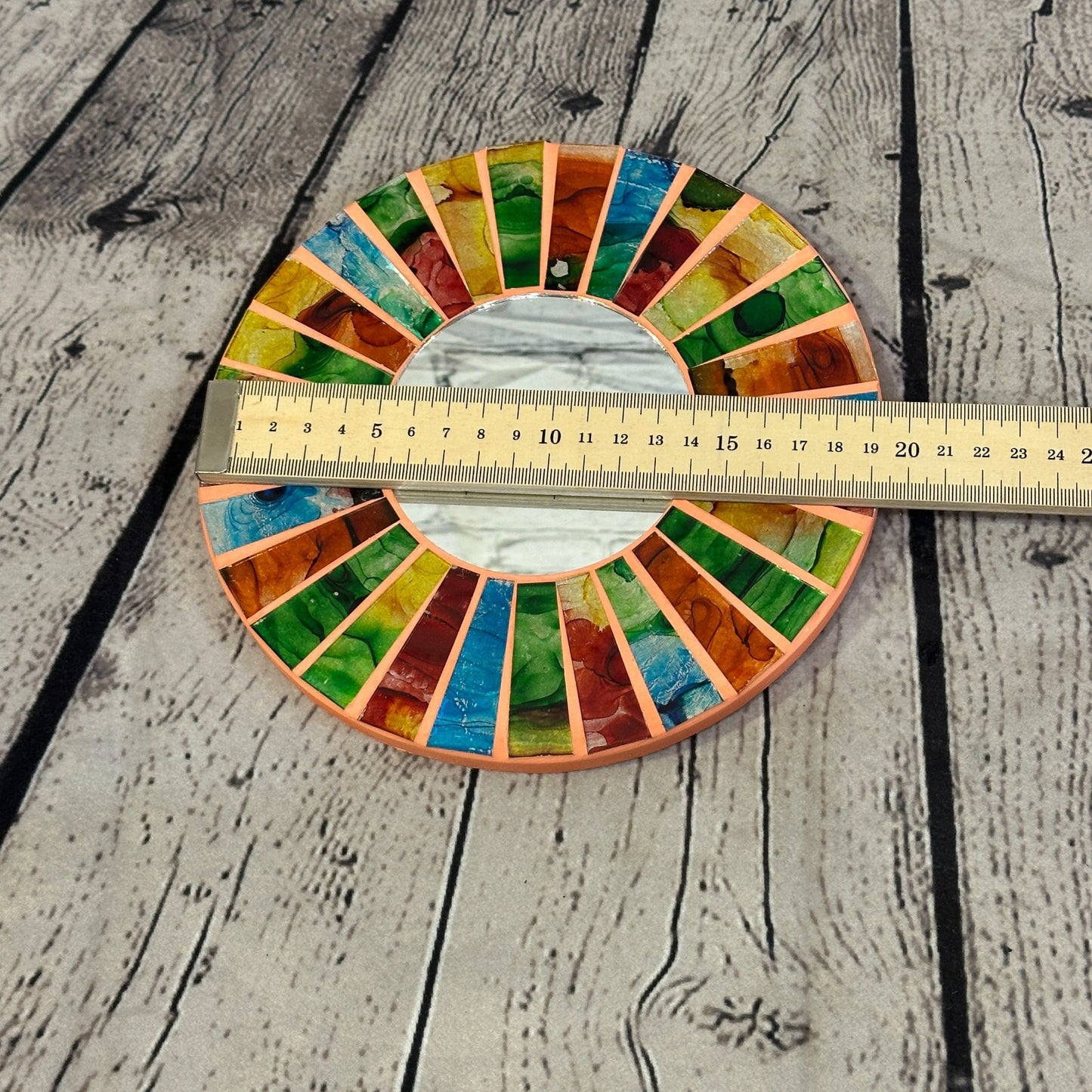 Rainbow Terracotta Mosaic Tile Wall Mirror 20cm x 20cm 8 Inches Handmade New