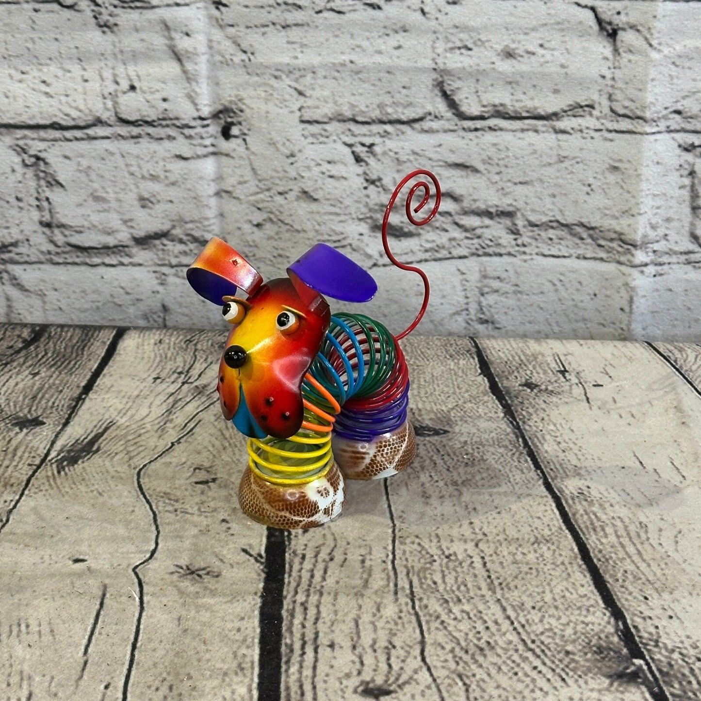 10cm x 10cm Orange Bight Colour Spring Dog Cartoon Ornament Painted Statue