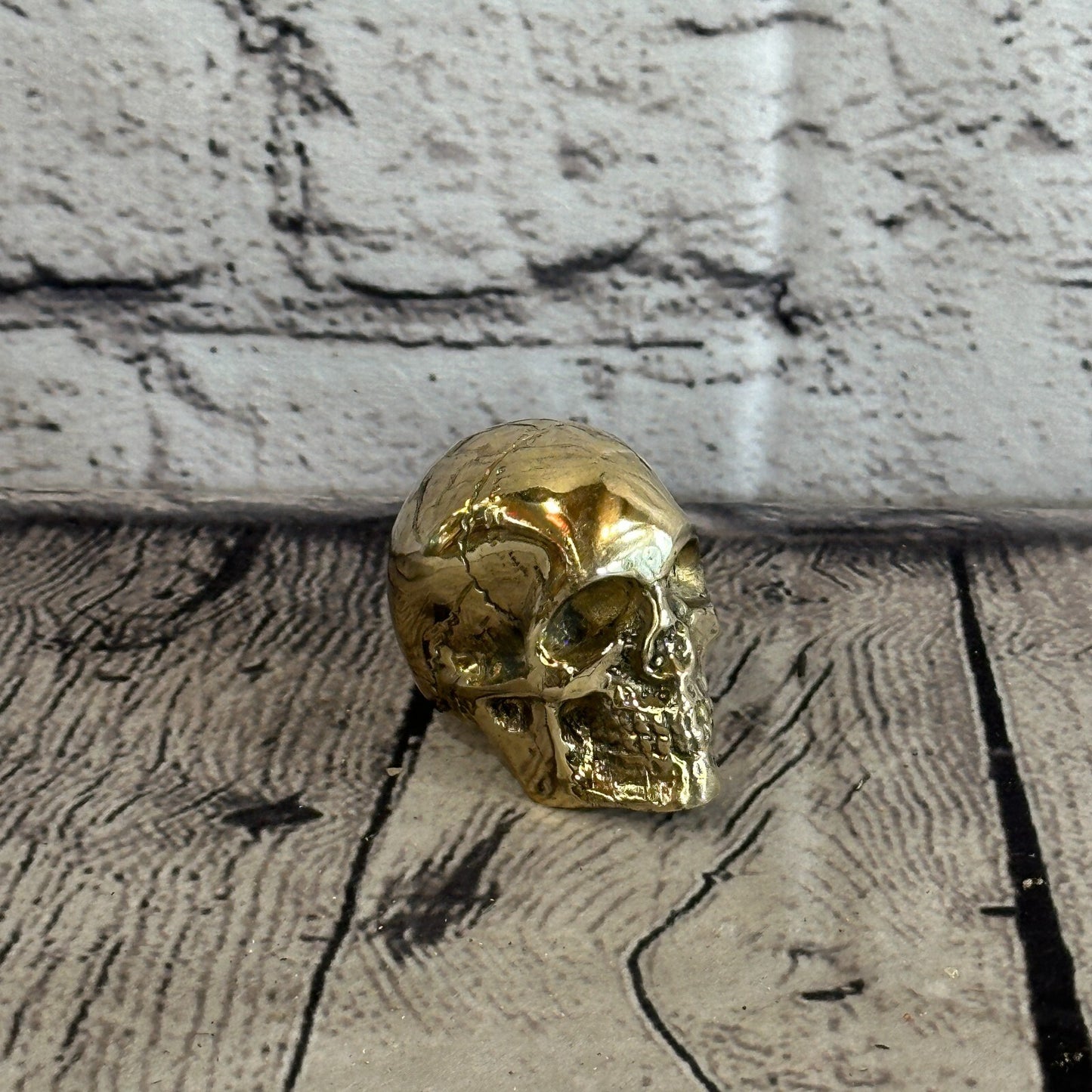 5cm x 5cm Antique Bronze Colour Skull Human Head Sculpture Ornament Home Office