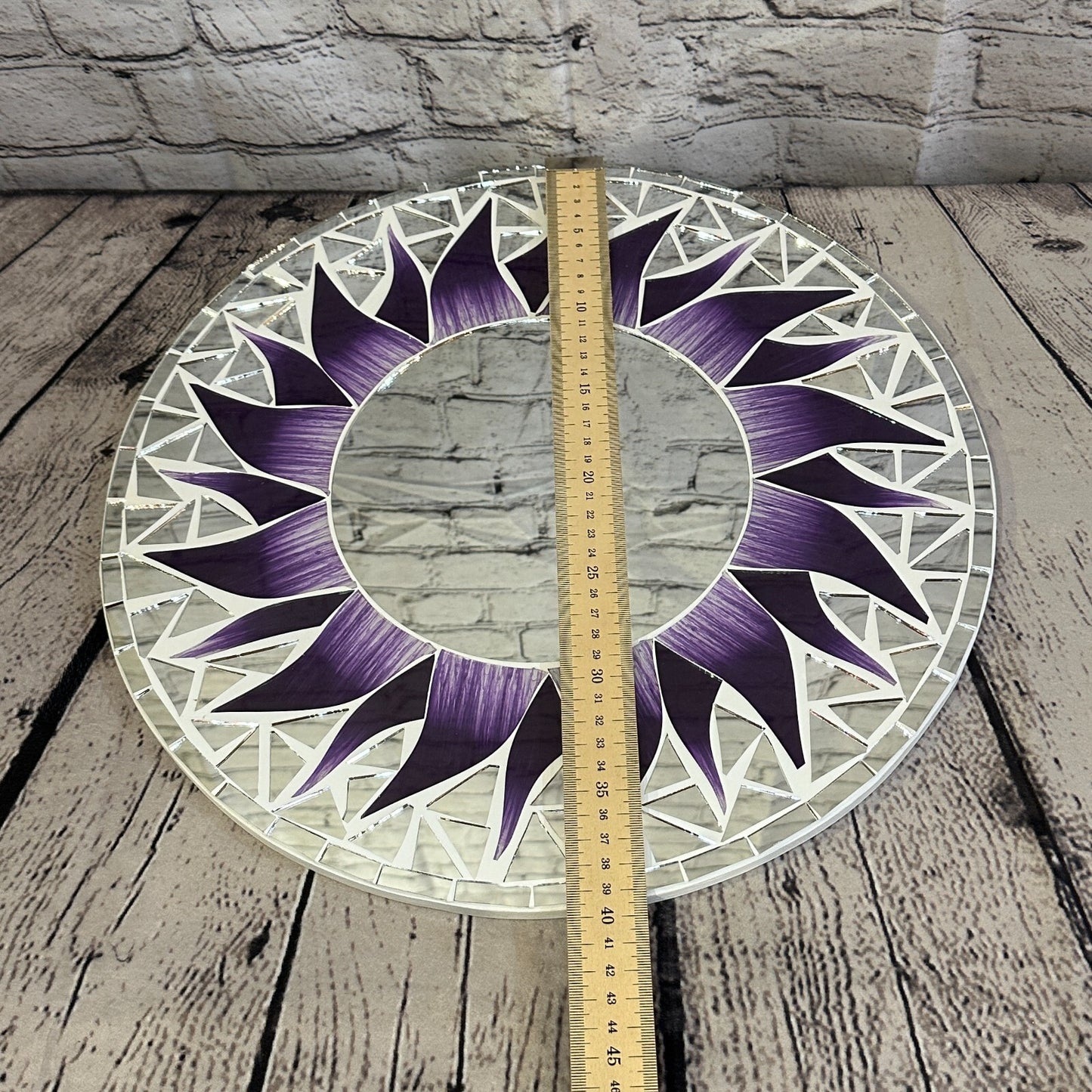 Purple Flame Sun Mosaic Tile Wall Mirror 40cm x 40cm 16 Inches Handmade New