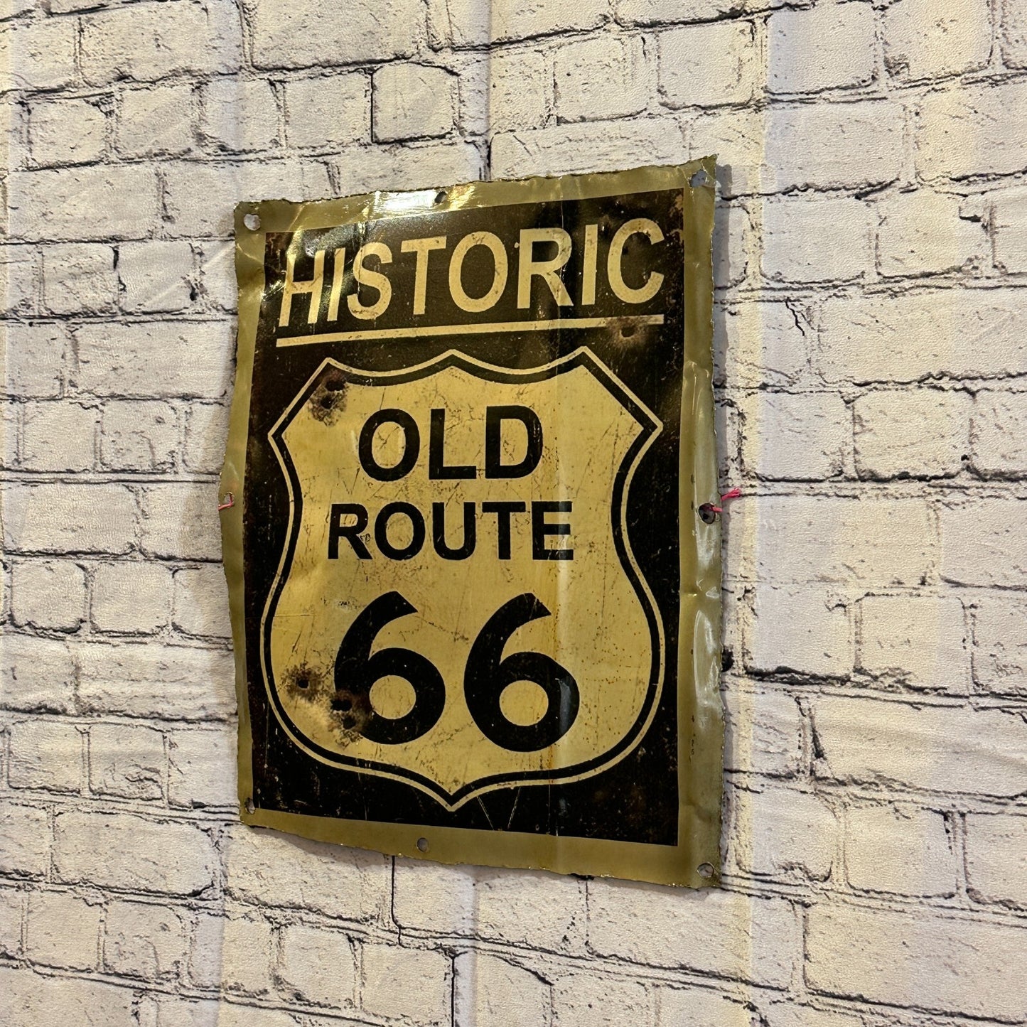 Historic Route 66 Poster Advert Wall Plaque 42cm x 36cm Vintage Retro Tin Sign