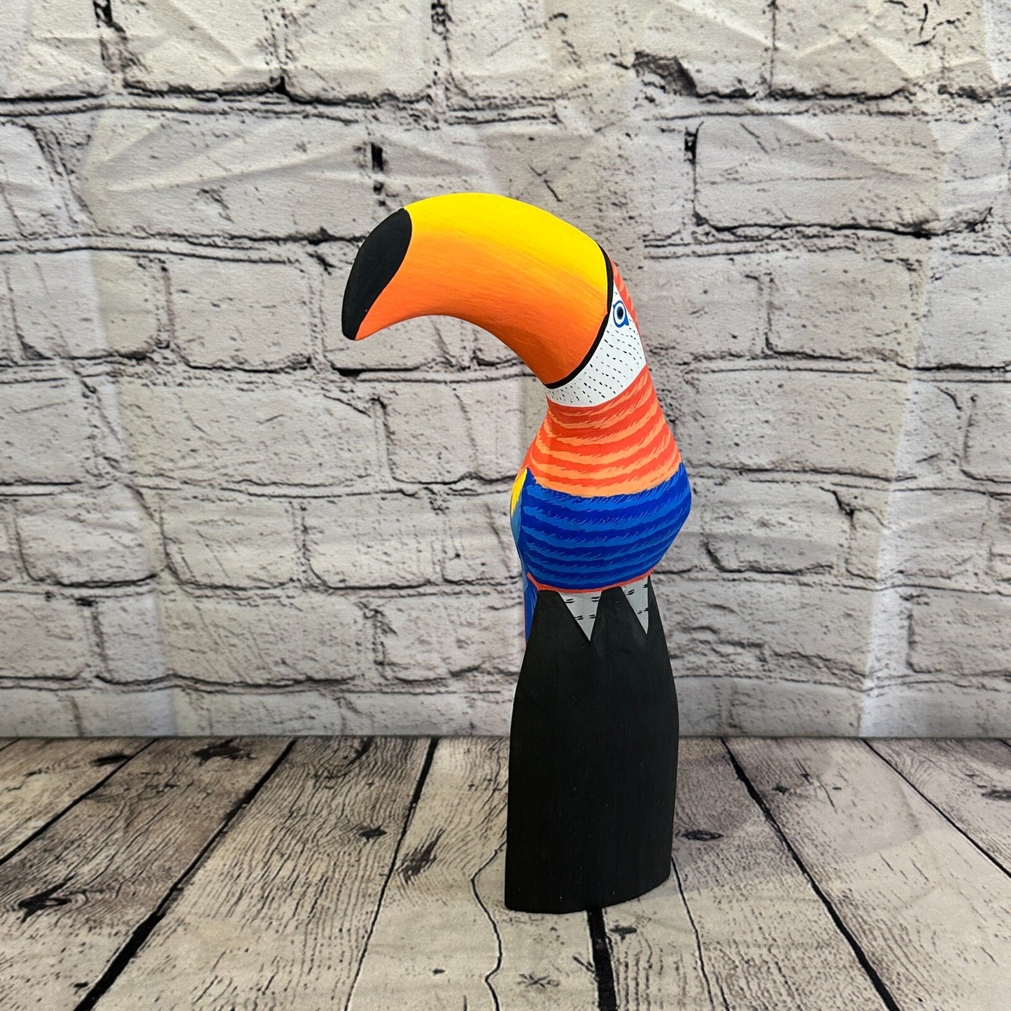 30cm Red Toucan Bird Ornament Statue Fair Trade Hand Made Carved Wood