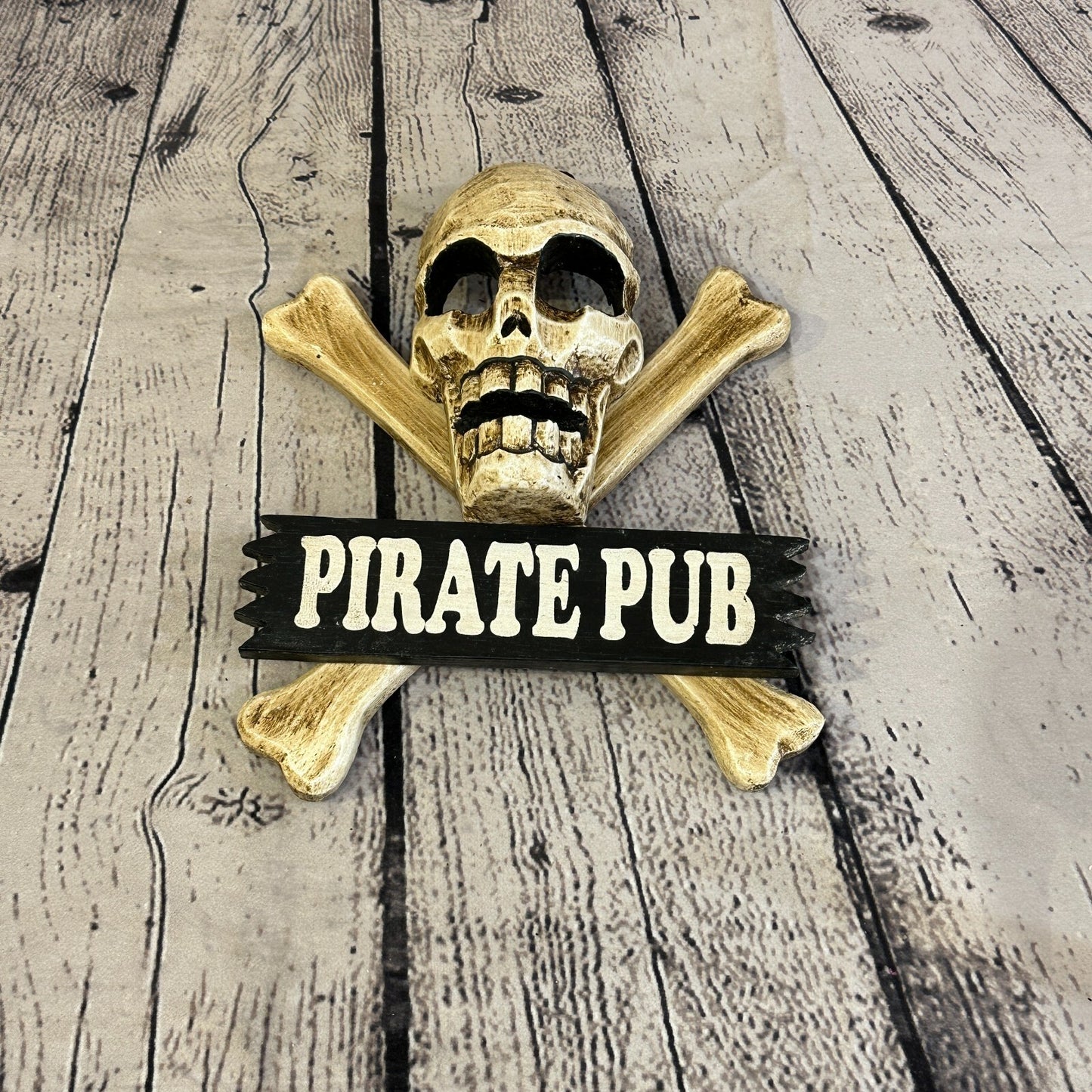 Skull & Crossbones Pirate Pub Pirate Sign Door Plaque 20cm x 20cm Handmade