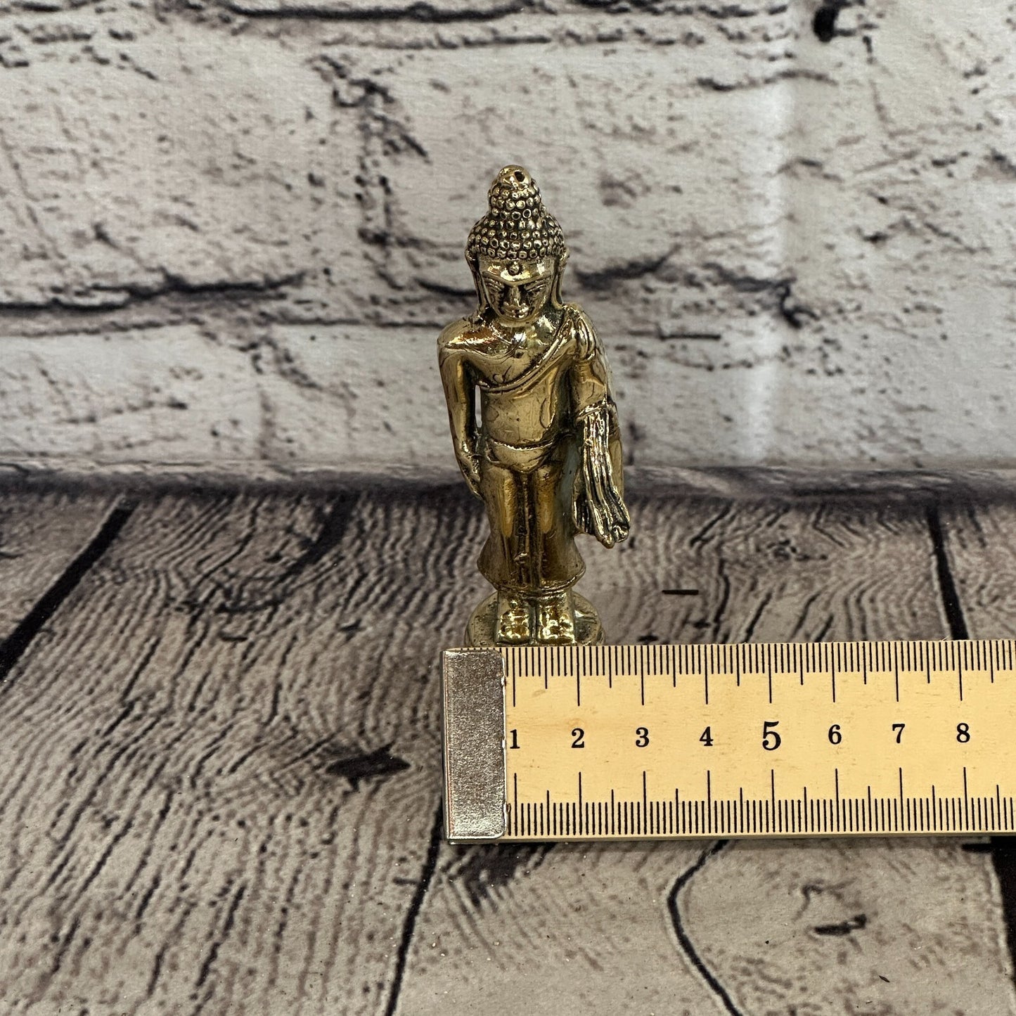10cm x 2cm Standing Thai Bronze Buddha Blessing Statue Figure Table Decoration