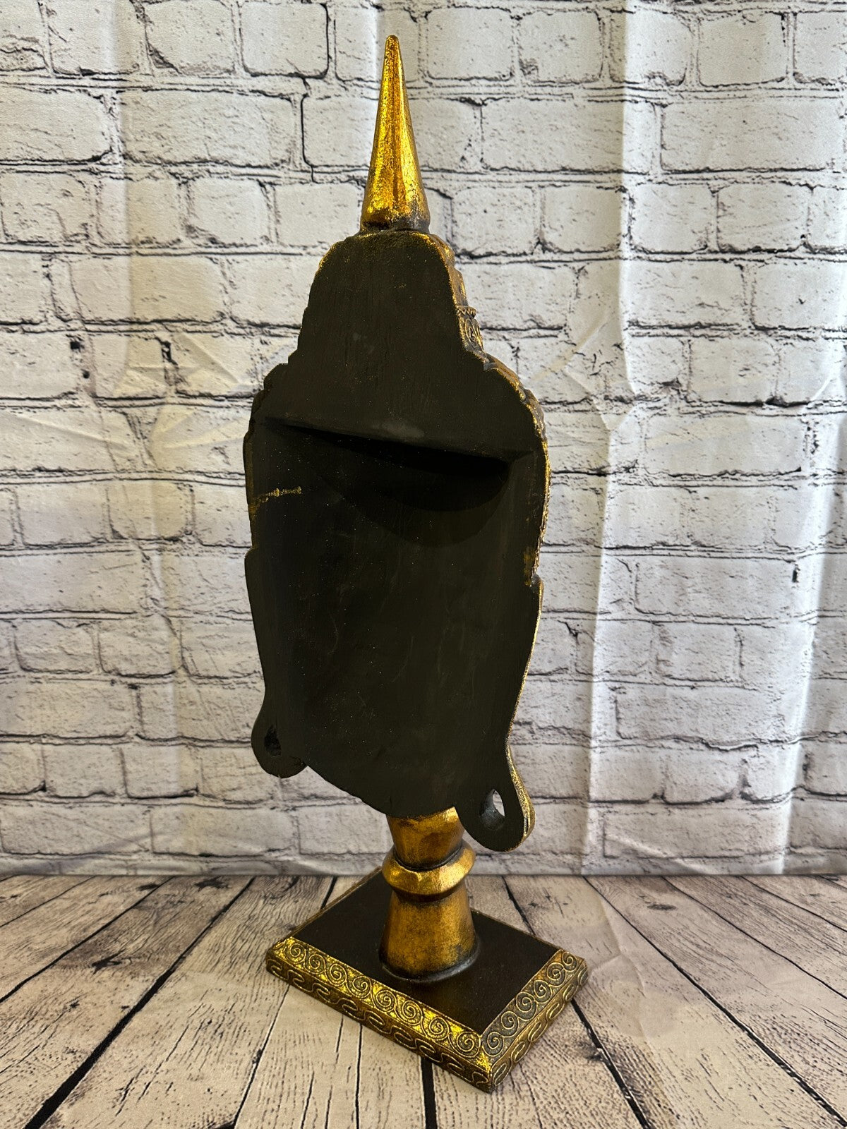 65cm Gold Buddha Head Wooden Standing Statue Figurine Ornament Fair Trade