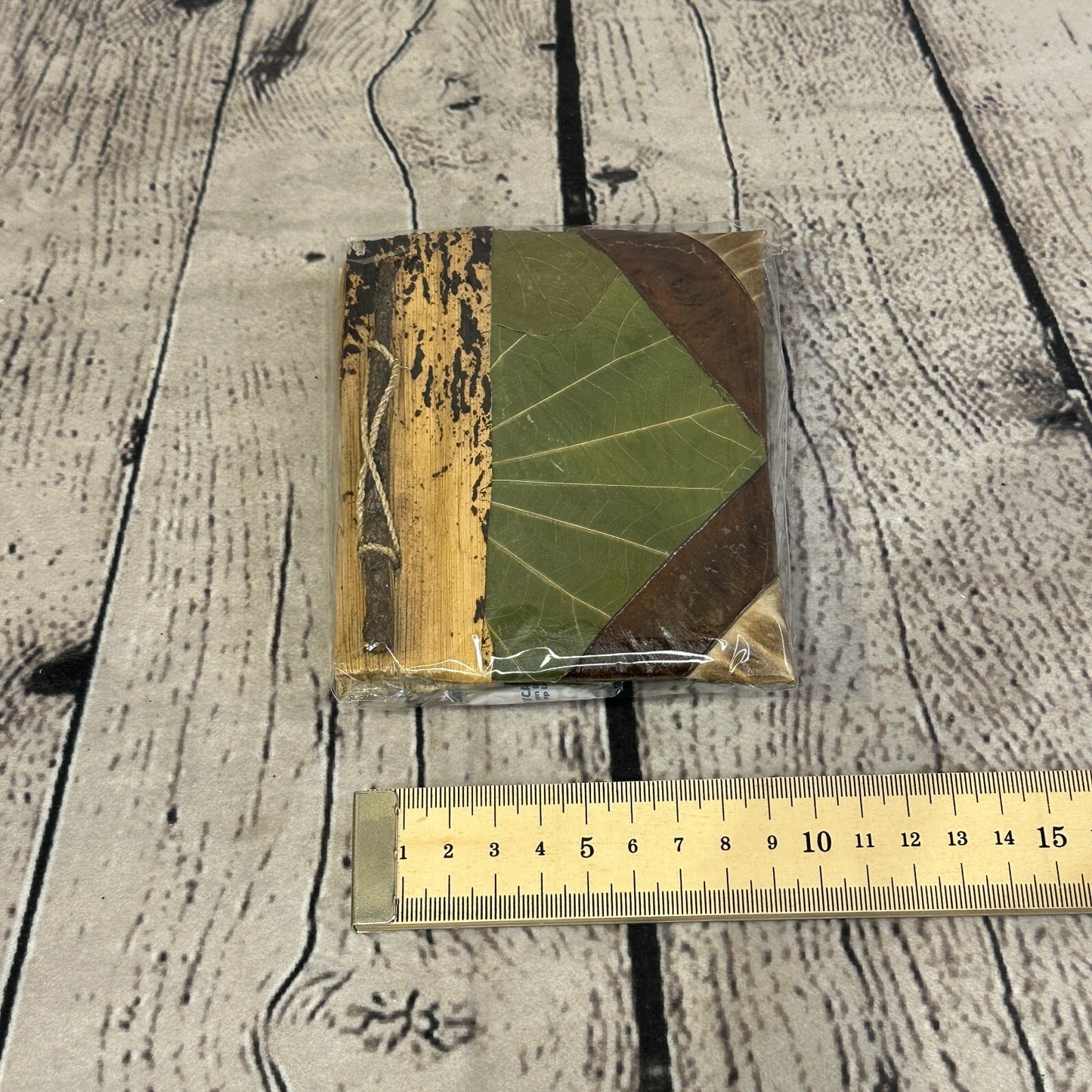 Natural Leaf Note Book 12cm x 10cm With Paper Made From Bamboo Pulp Design 5