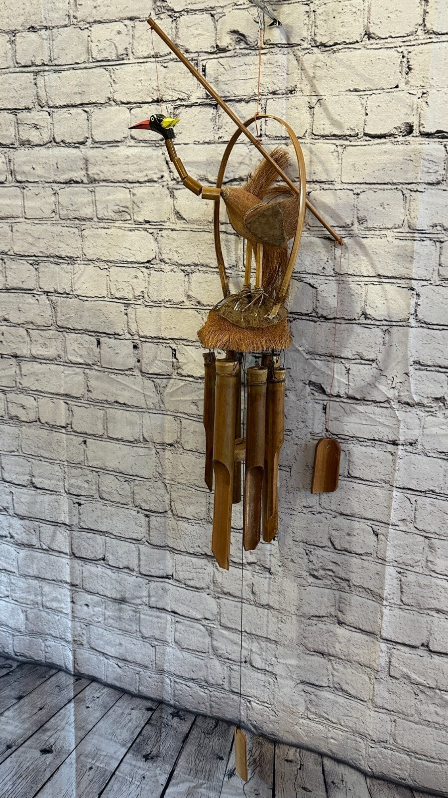 Crane Bird With Chimes Bamboo Windchime 60cm Garden Gift Summer Handmade Chimes