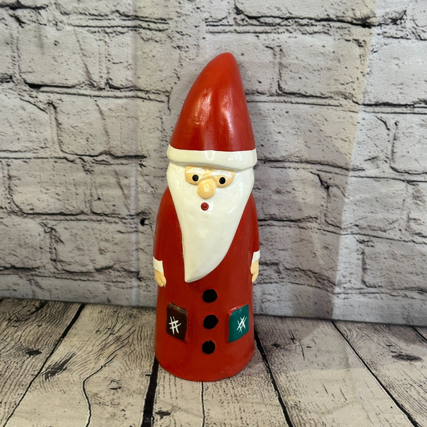 25cm x 8cm Red Pointy Hat Santa Claus Handcrafted Wood Xmas Christmas Ornament