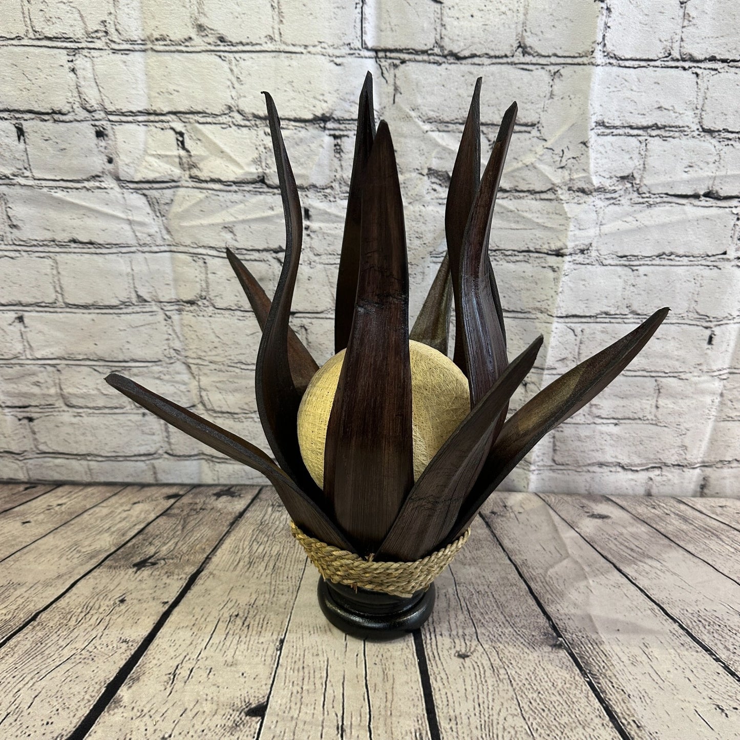 White Brown Leaf Natural 45cm Tall Leaf Lamp Twist LED UK Mains Plug Design 6