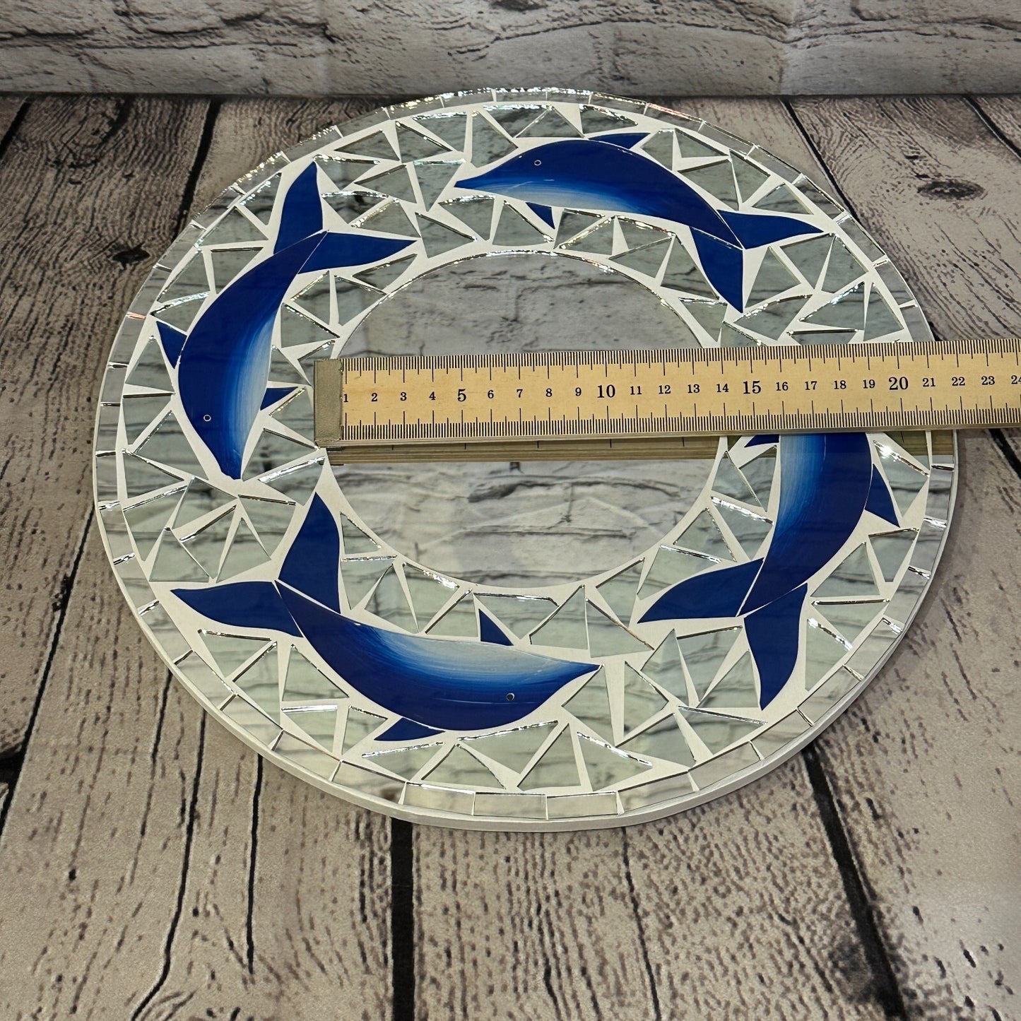 Blue Dolphin Mosaic Tile Wall Mirror 30cm x 30cm 12 Inches Handmade New
