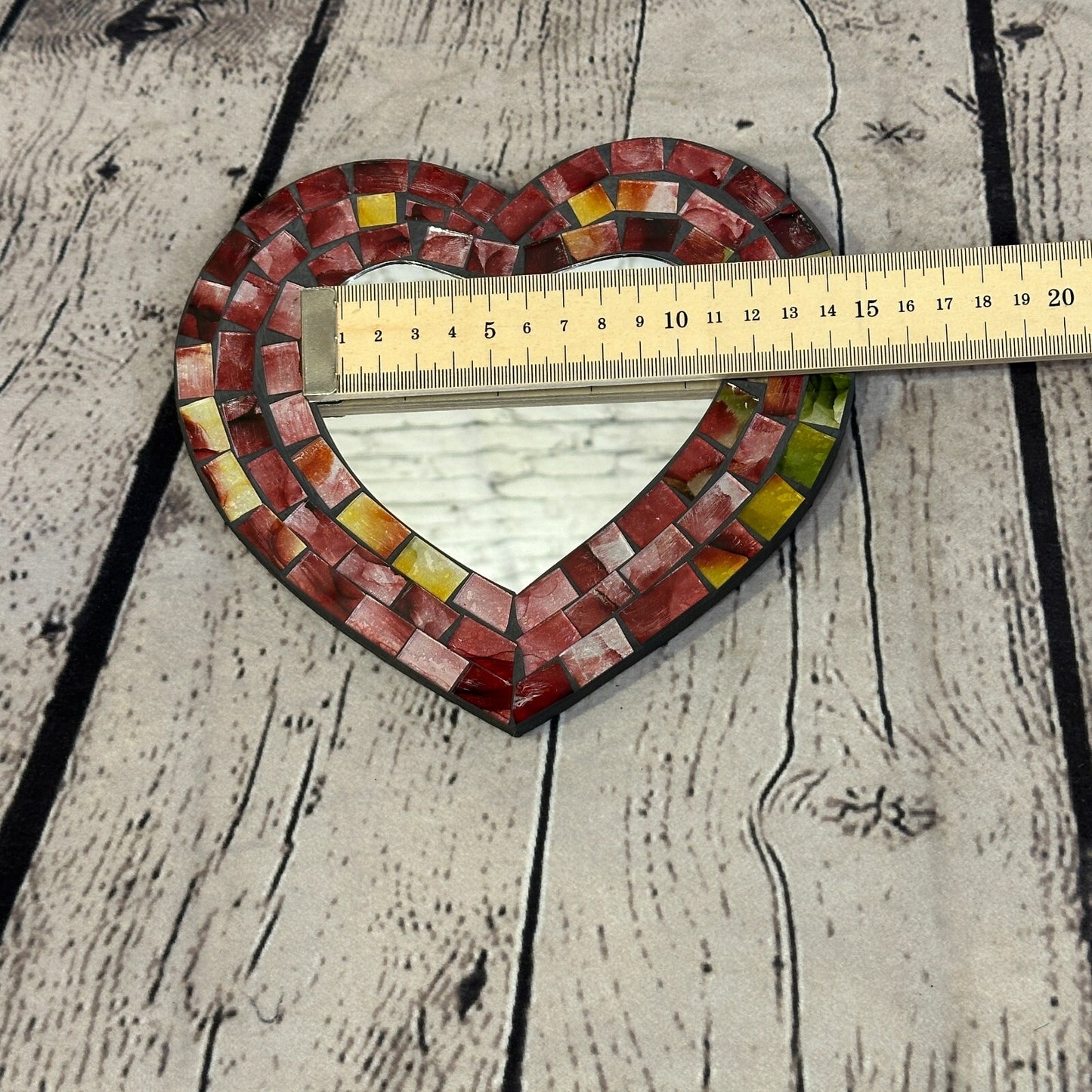 Red Heart Shape Mosaic Tile Wall Mirror 20cm x 15cm 8 Inches Handmade New