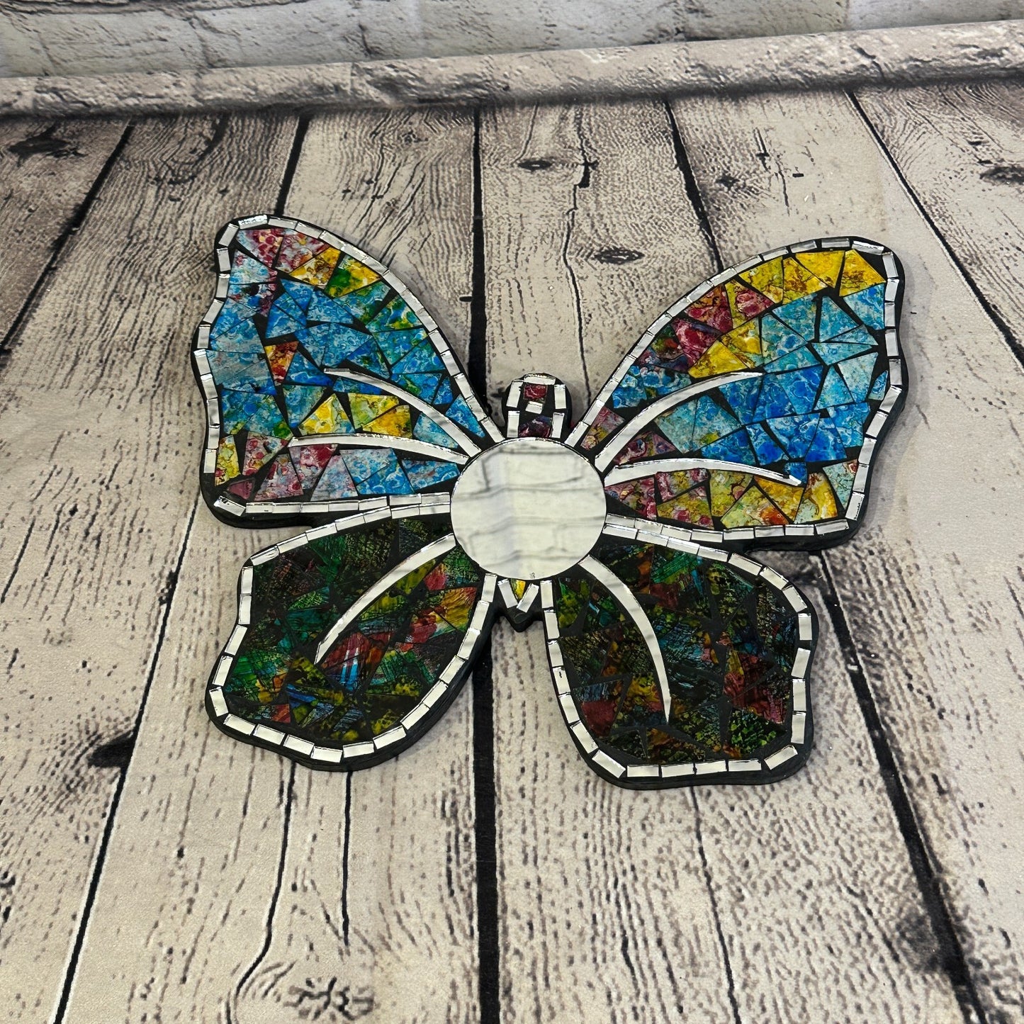 Rainbow Butterfly Mosaic Tile Wall Mirror 25cm x 20cm 8 Inches Handmade New