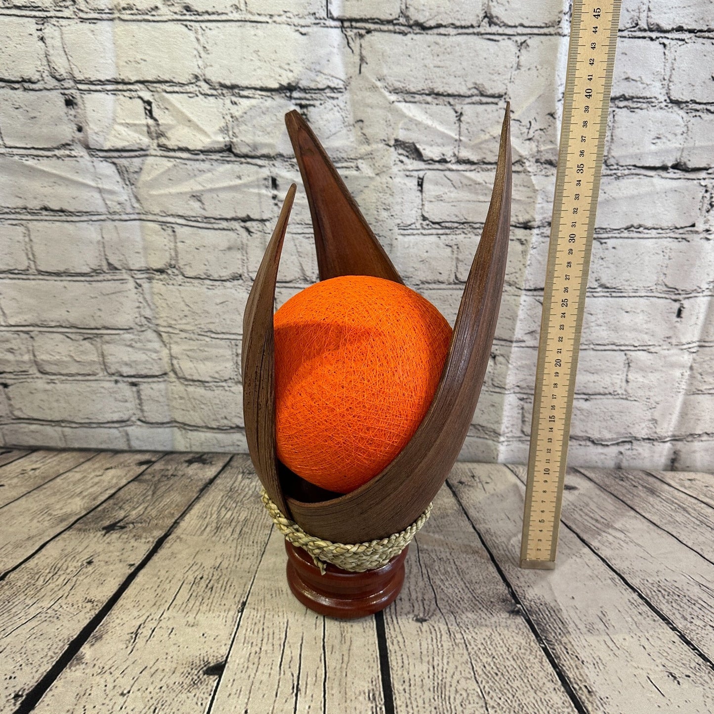 Orange Light Brown Natural 40cm Tall Leaf Lamp Twist LED UK Mains Plug Design 1