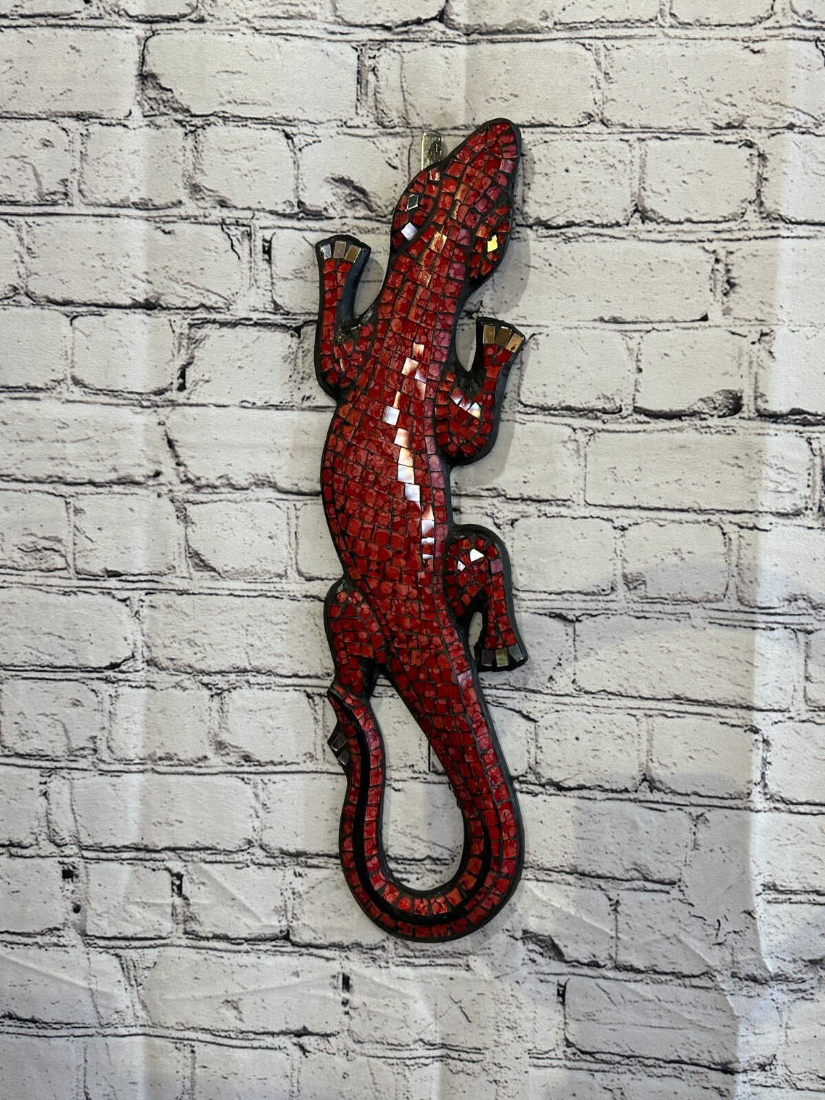 50cm Gecko Red Mosaic Wall Hanging Wooden Ornaments Wood Carving