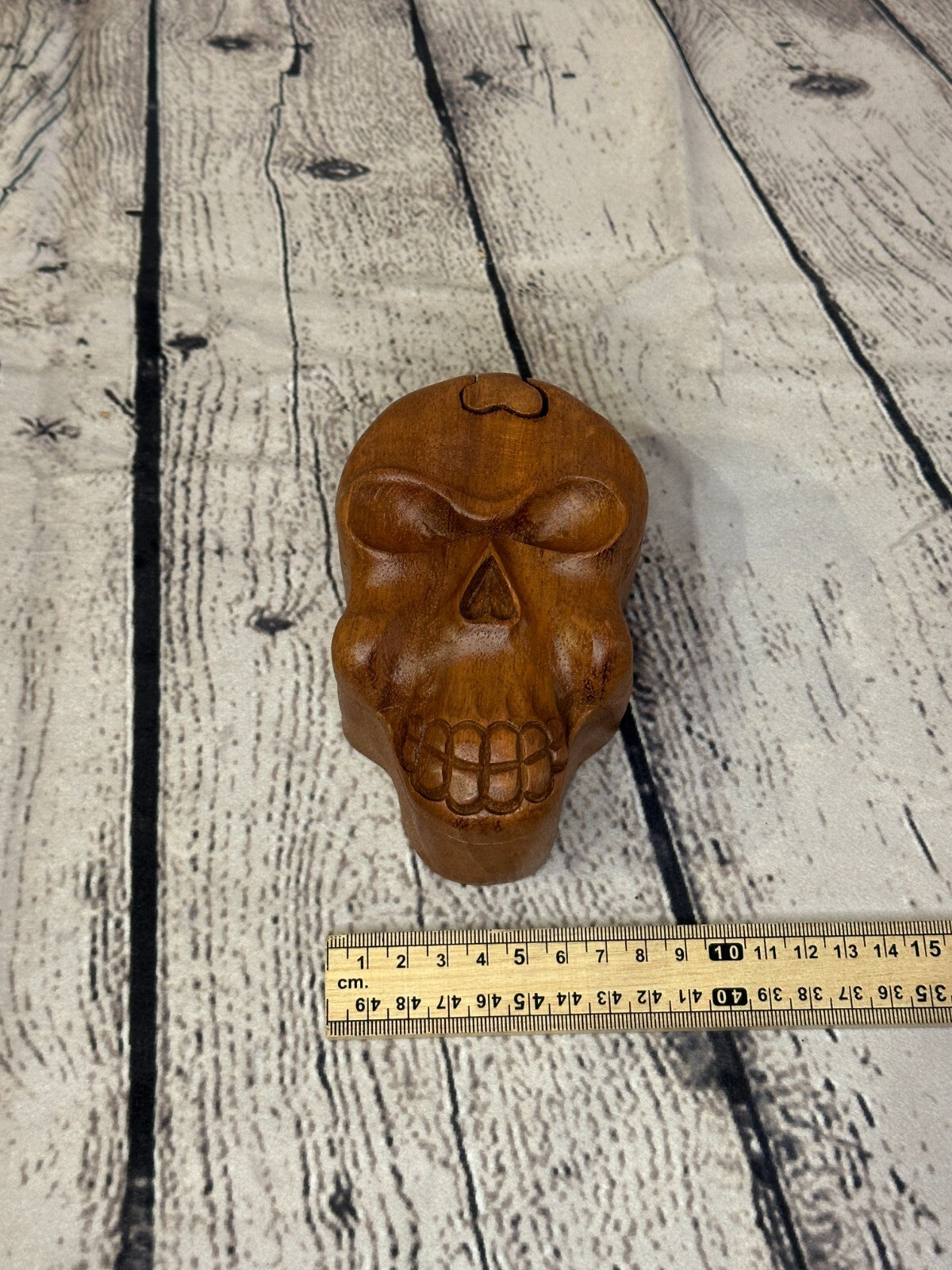 Skull Face Head 4 Bit Wooden Puzzle Box Secret Box Magic Trinket Handmade