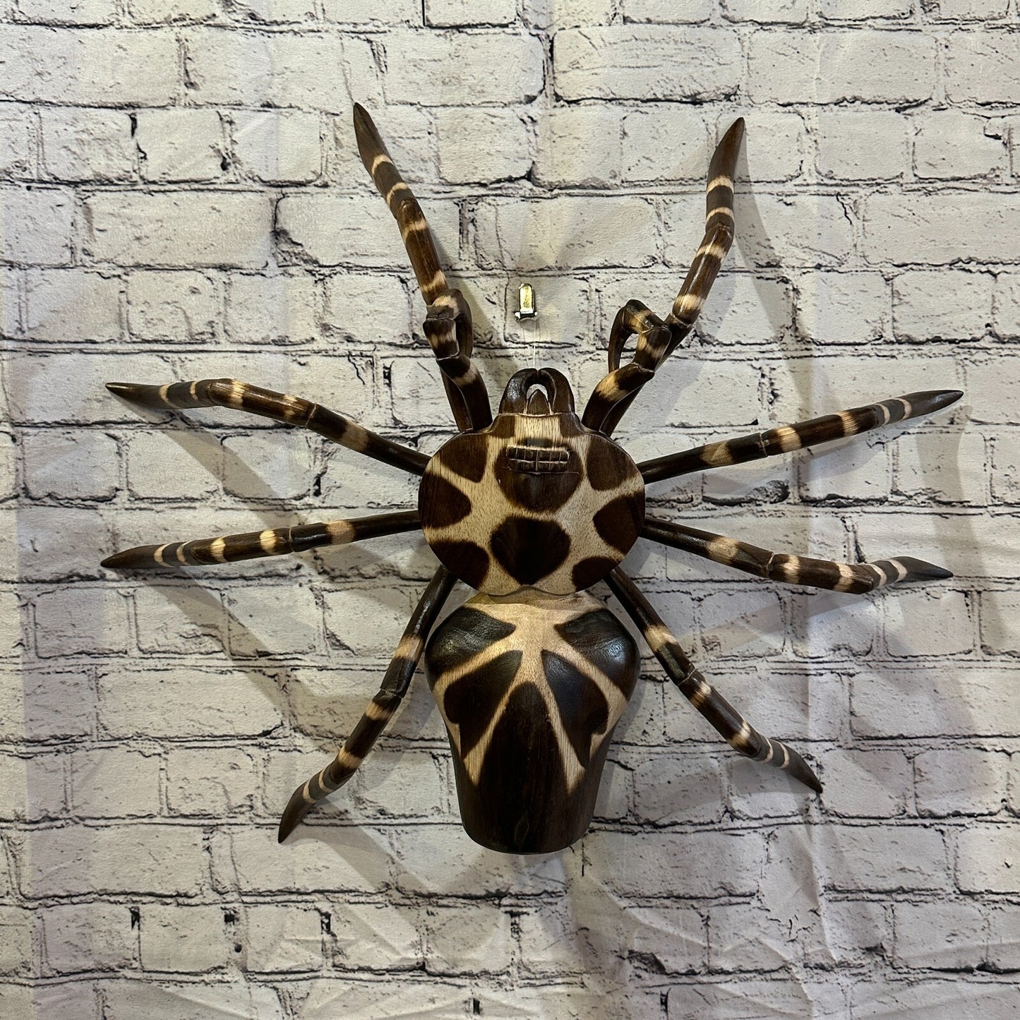 50cm x 45cm Wooden Spider Carving Hand Carved Walking Spider Tarantula Statue