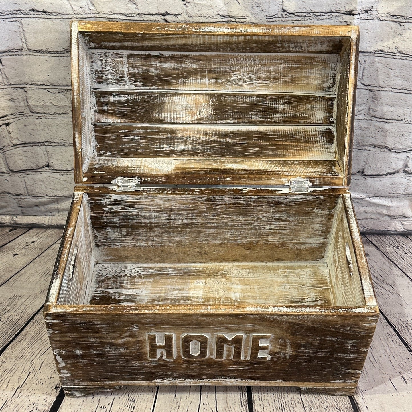 40cm x 28cm x 22cm Brown Home Wood Box Wooden Chest Storage Craft Handles Lid
