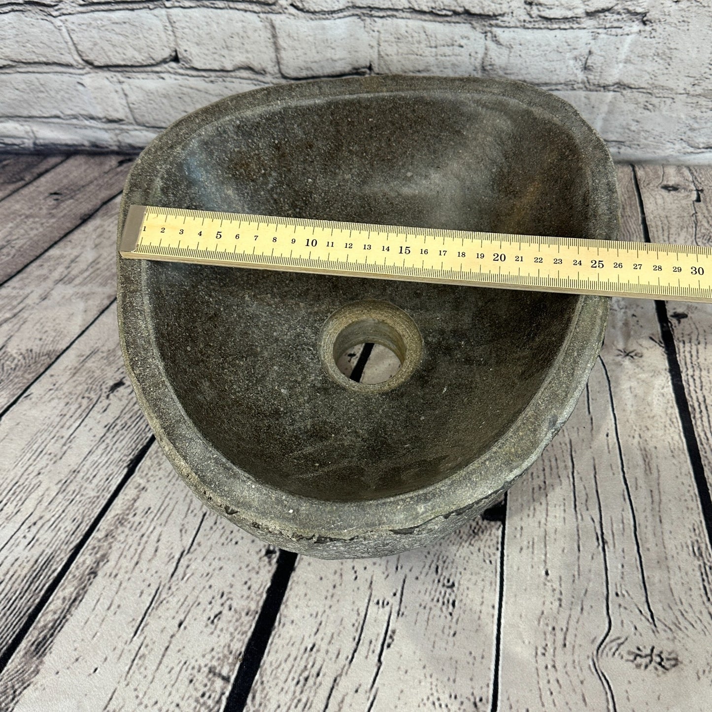26cm x 28cm River Stone Sink Basin Bowl Natural for Bathroom Washroom Oval No 19