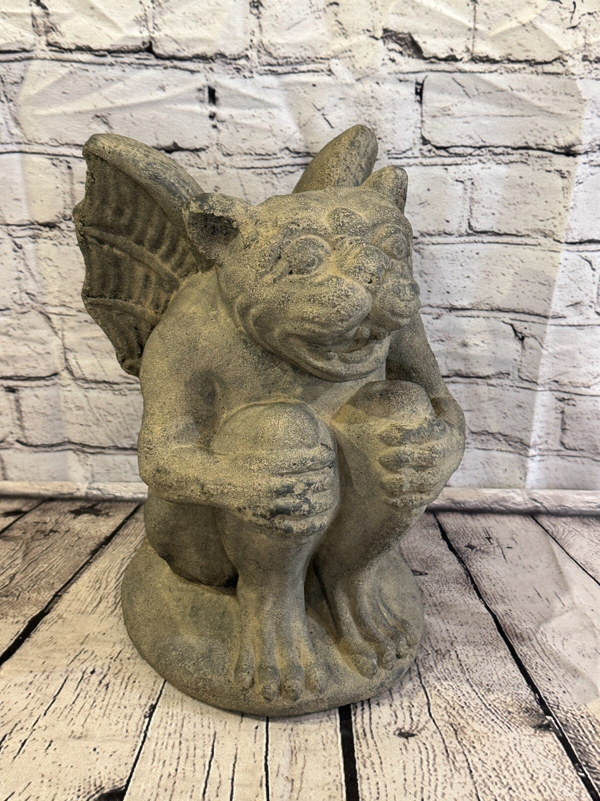 Sitting Gargoyle Stone Garden 34cm x 20cm Ornament Outdoor Indoor Statue Hindu