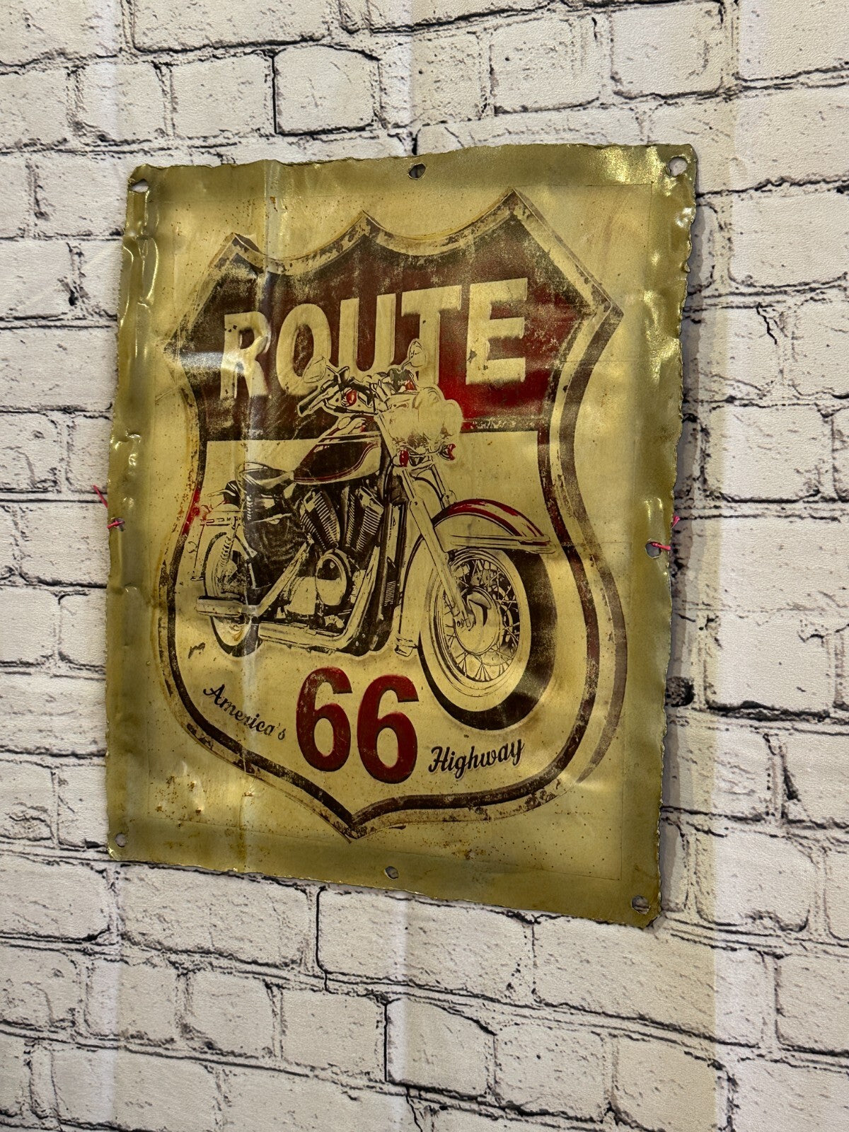 Route 66 Motorbike Poster Advert Wall Plaque 42cm x 36cm Vintage Retro Tin Sign