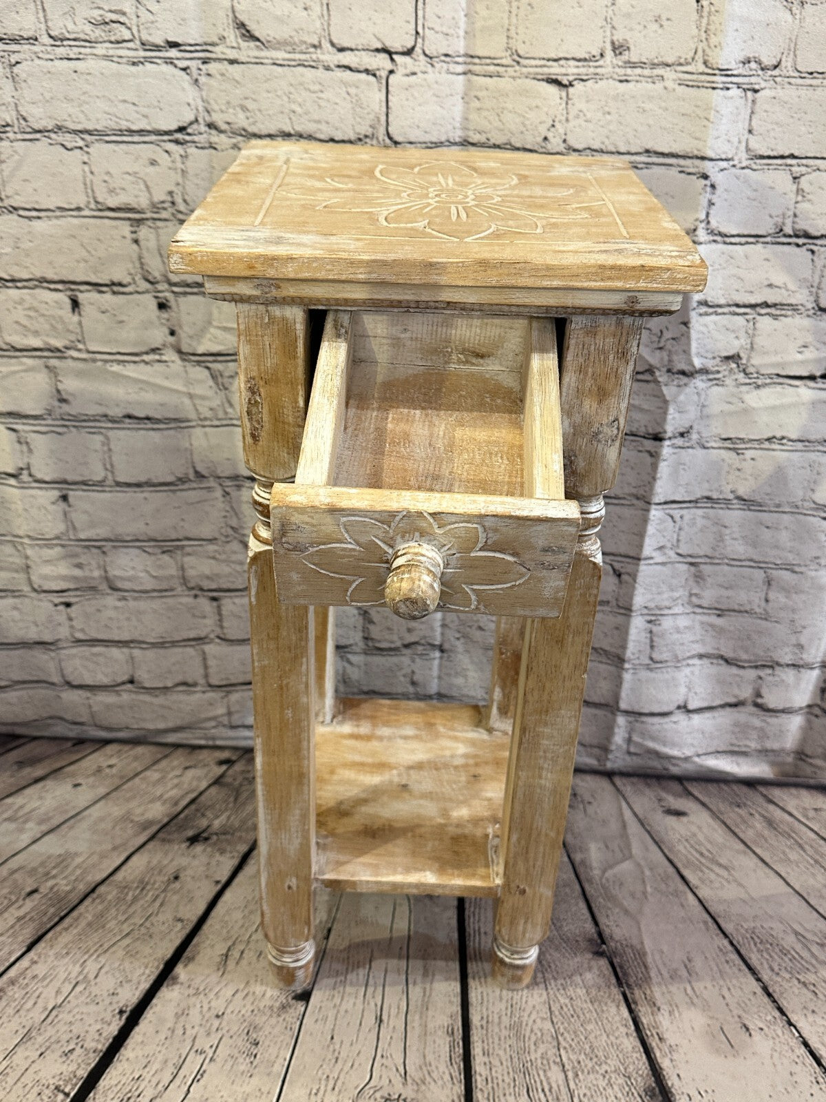 60cm x 25cm Cream 1 Draw Wooden Side Cabinet Living Hallway Storage Furniture