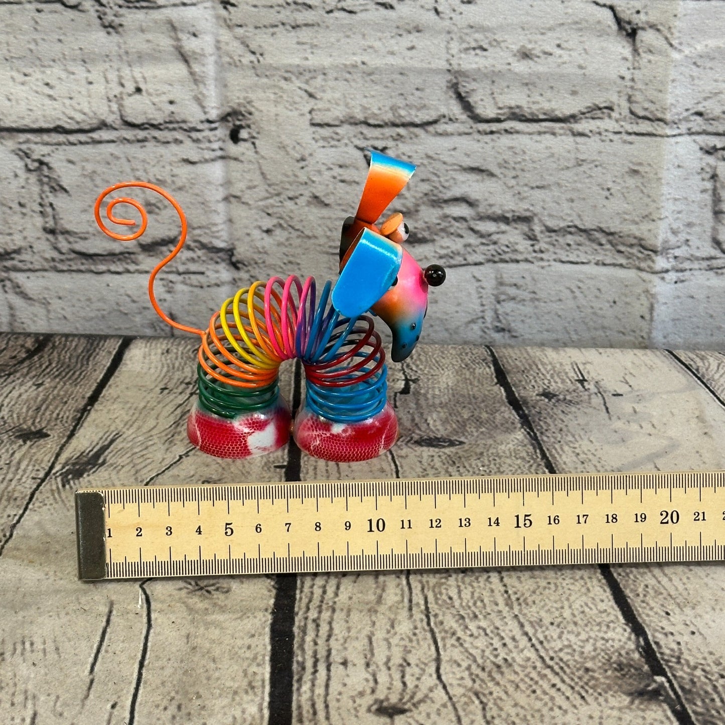 10cm x 10cm Pink Bight Colour Spring Dog Cartoon Ornament Painted Statue