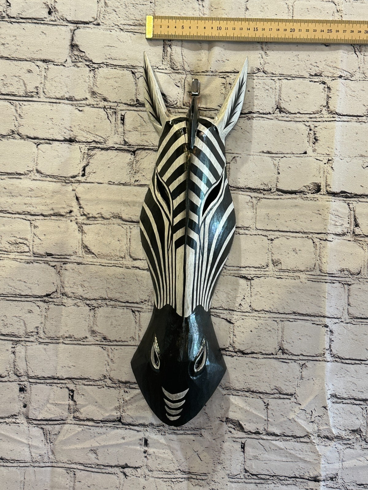 50cm Stripe Zebra Hand Carved Fair Trade Wooden Animal Wall Art Wall Hang Mask