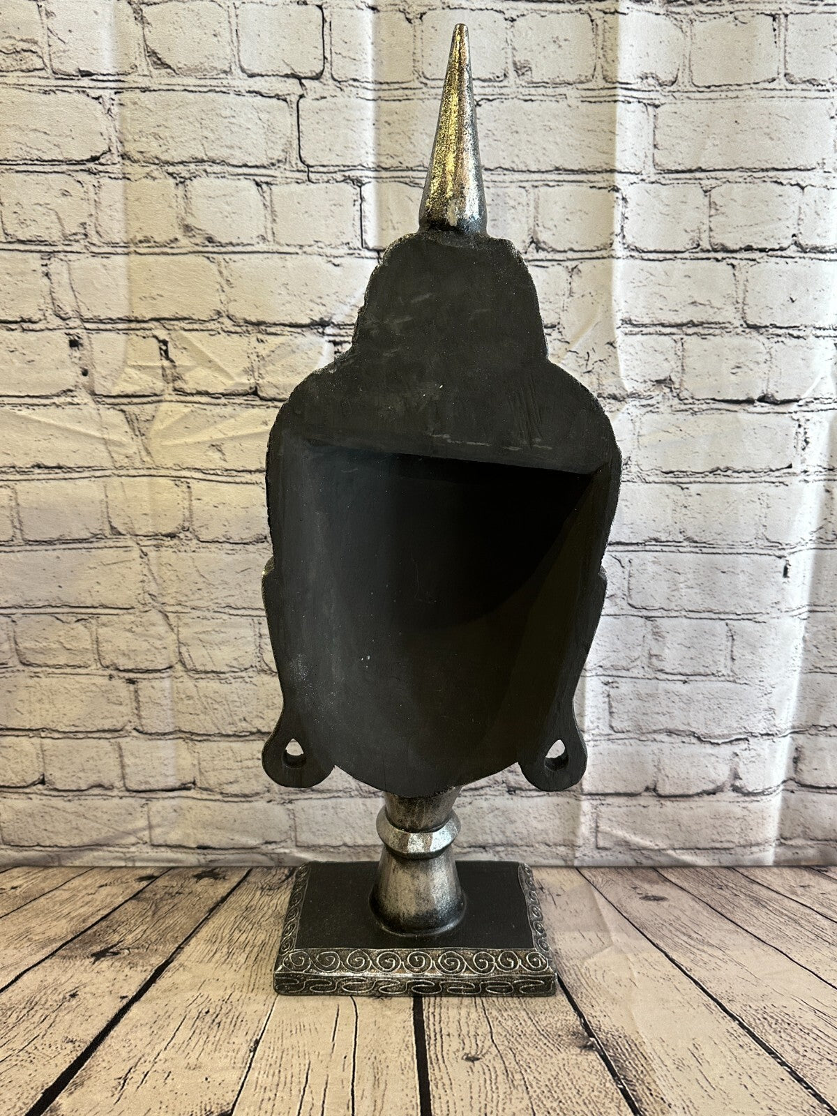 65cm Silver Buddha Head Wooden Standing Statue Figurine Ornament Fair Trade