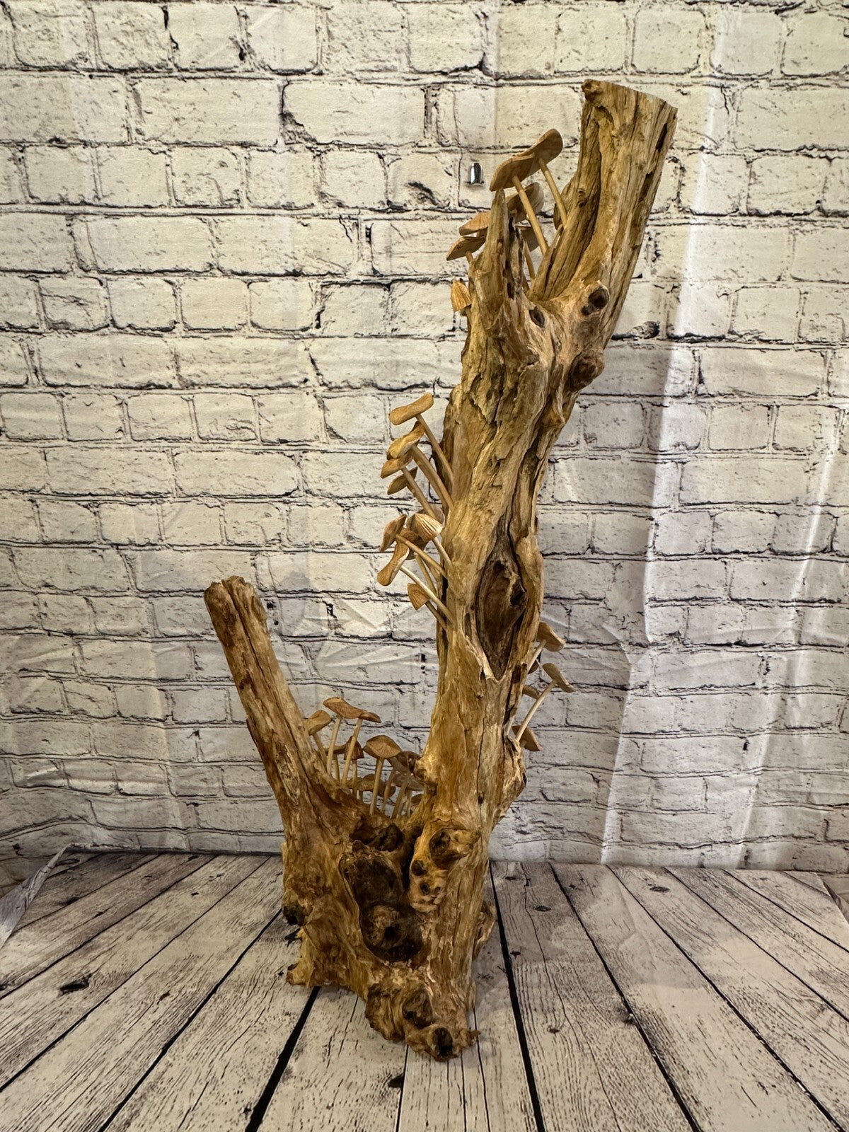 90cm Tall Mushrooms Cluster Parasite Ornament Natural Carving Fairtrade Wooden