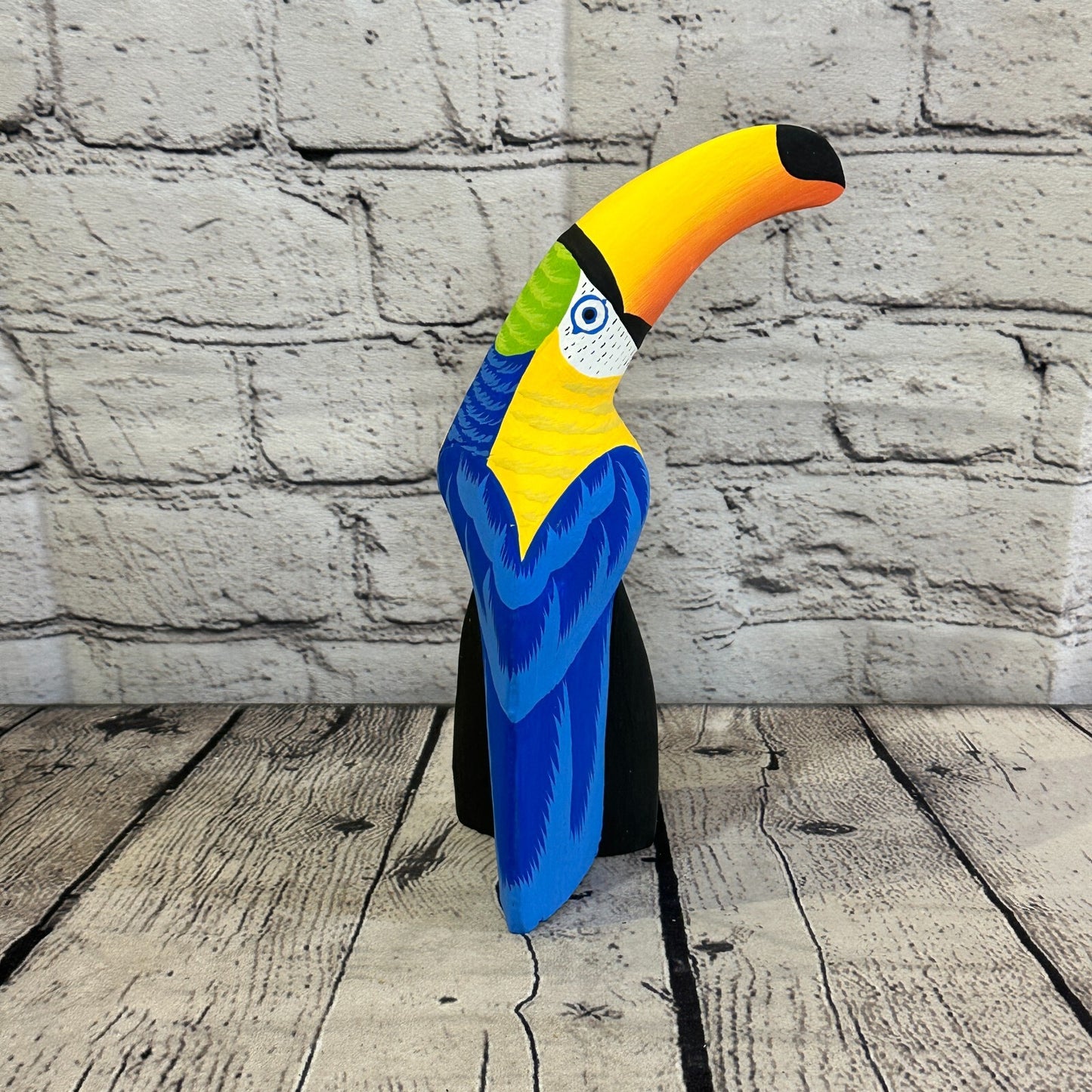 20cm Blue Toucan Bird Ornament Statue Fair Trade Hand Made Carved Wood