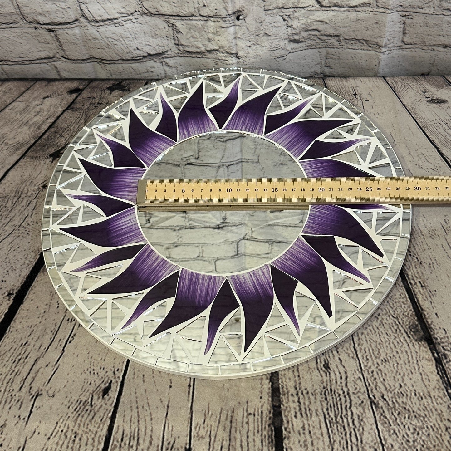 Purple Flame Sun Mosaic Tile Wall Mirror 40cm x 40cm 16 Inches Handmade New