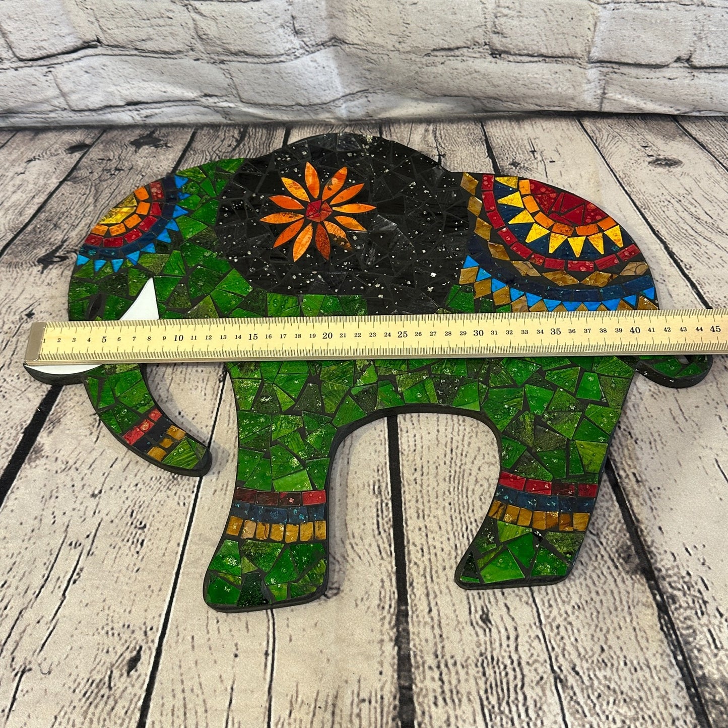 Green Elephant Mosaic Tile Wall Mirror 45cm x 35cm 18 Inches Handmade