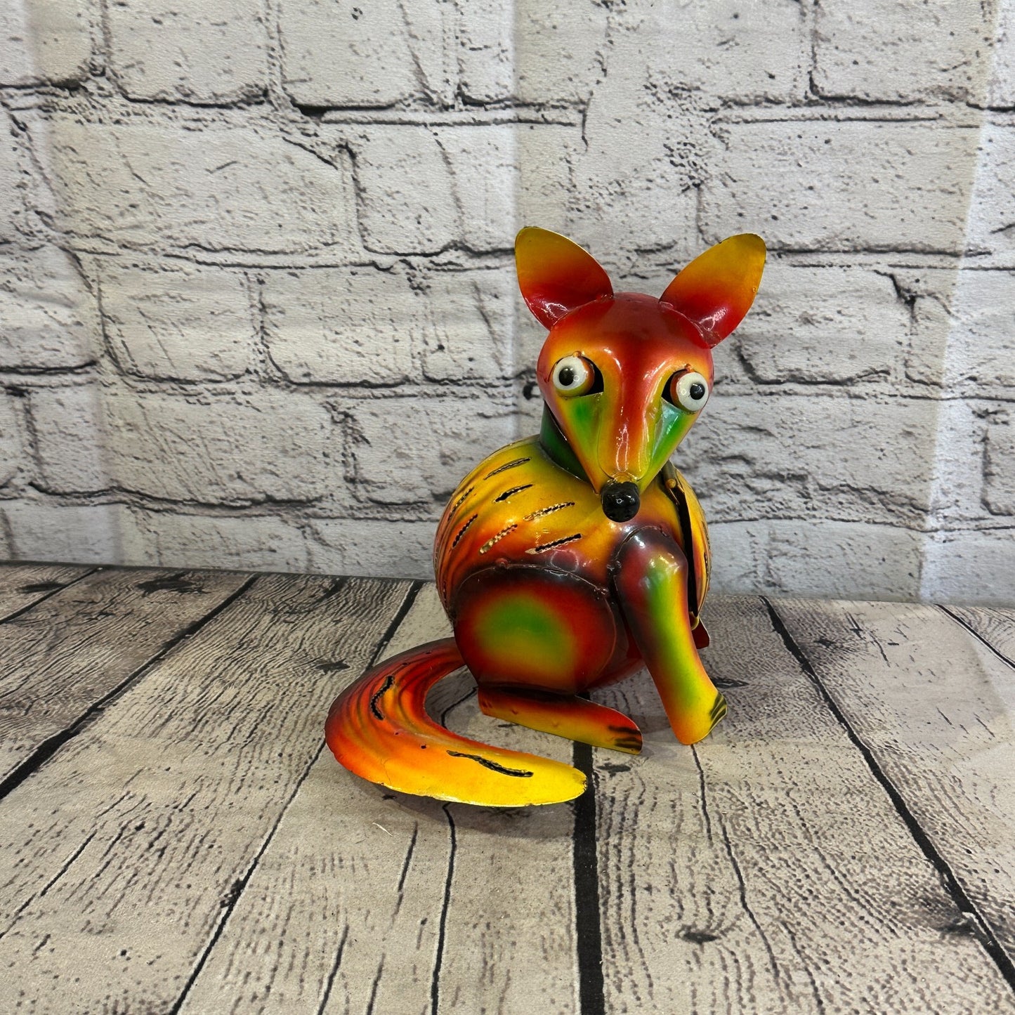 18cm x 14cm Orange Colour Fox Cartoon Ornament Painted Statue Candle Holder