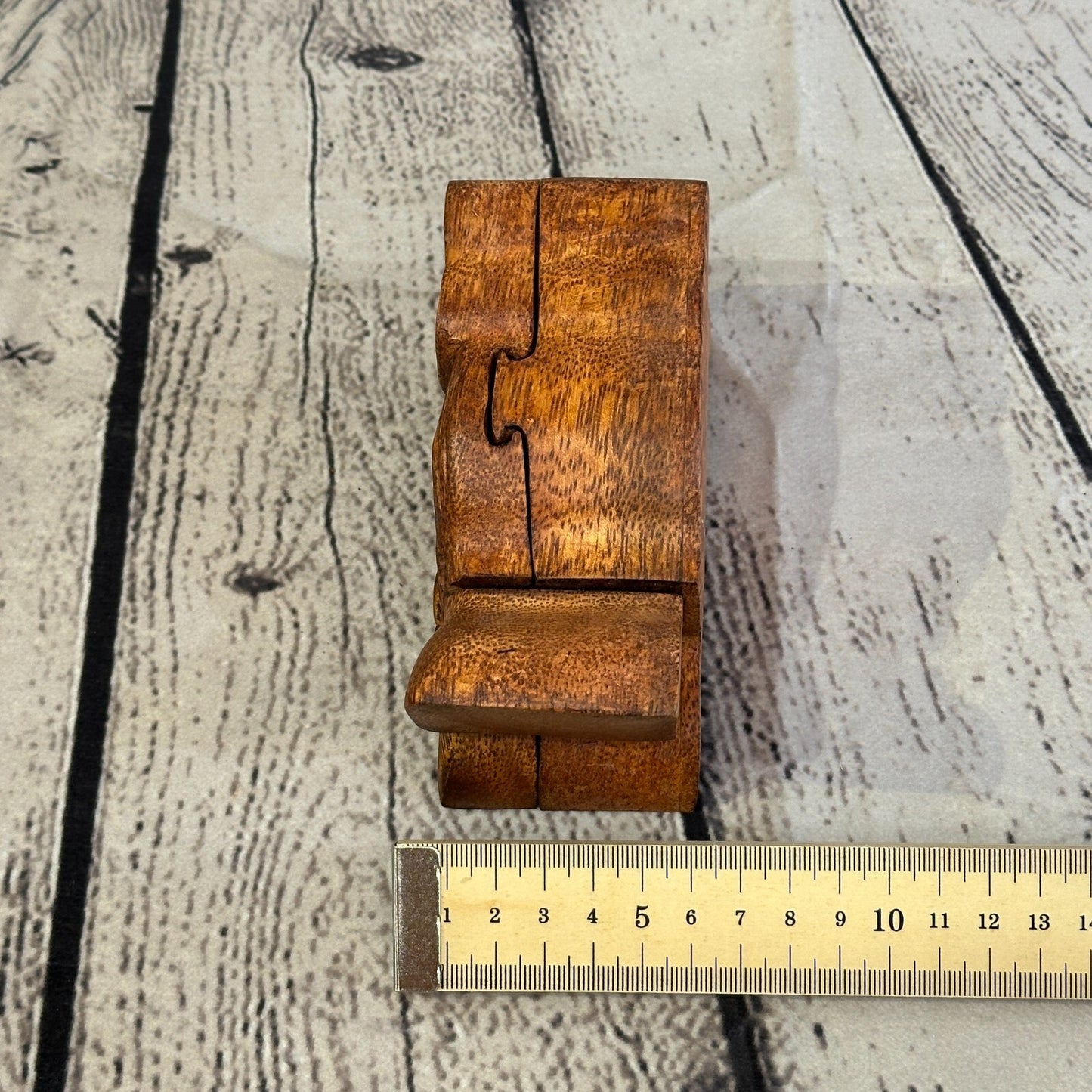 Carved Standing Owl 4 Bit Wooden Puzzle Box Secret Box Magic Trinket Handmade