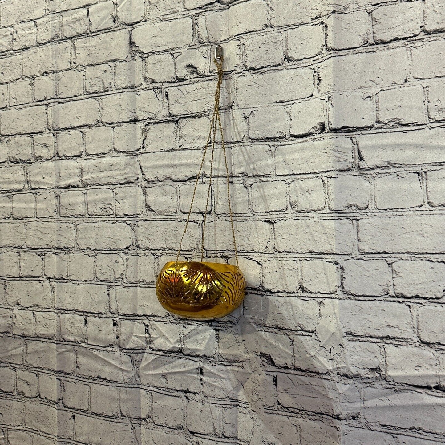 Gold Coconut Shell Hanging Basket Orchid Planter Balcony Decorative Vase Flower