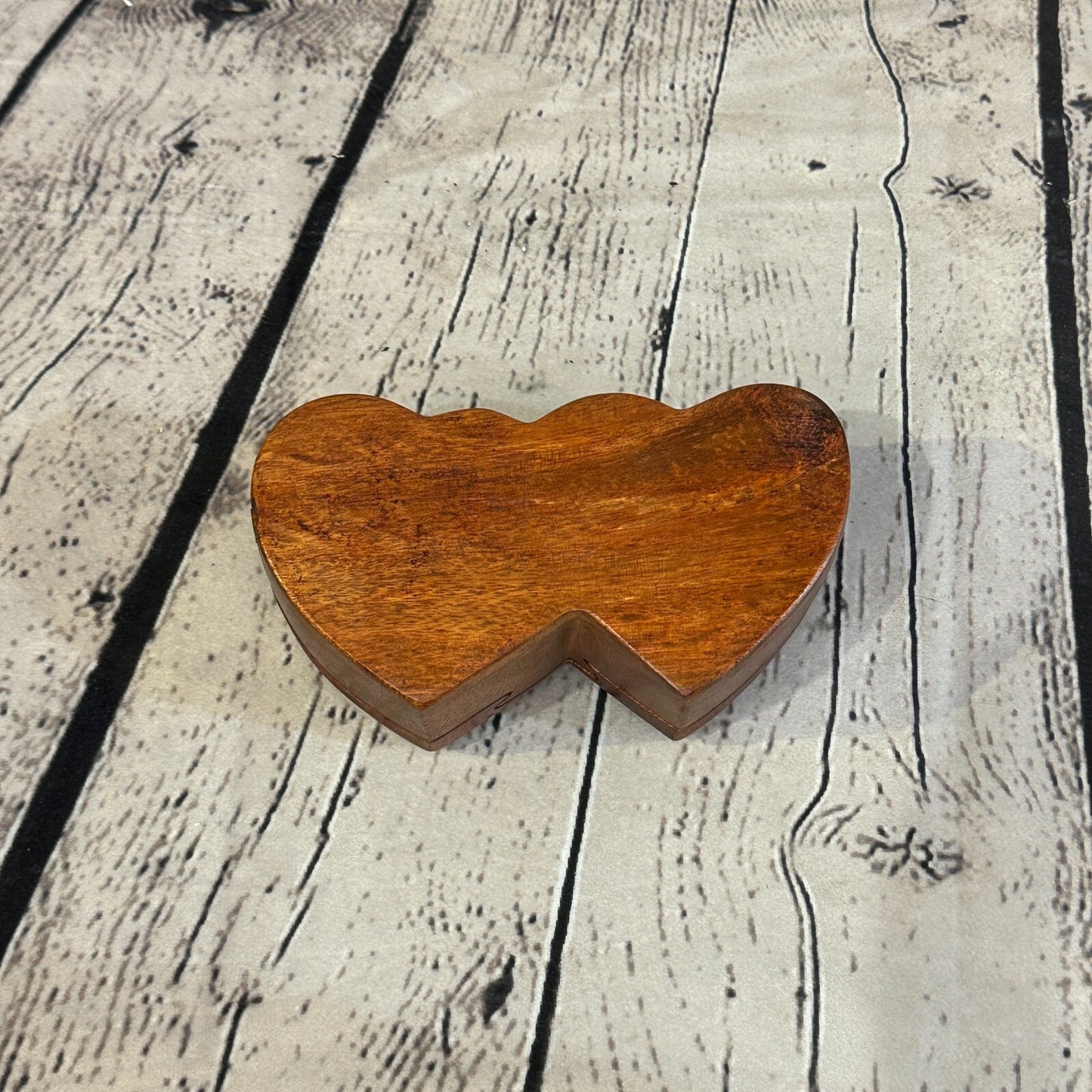 Carved Double Heart 4 Bit Wooden Puzzle Box Secret Box Magic Trinket Handmade