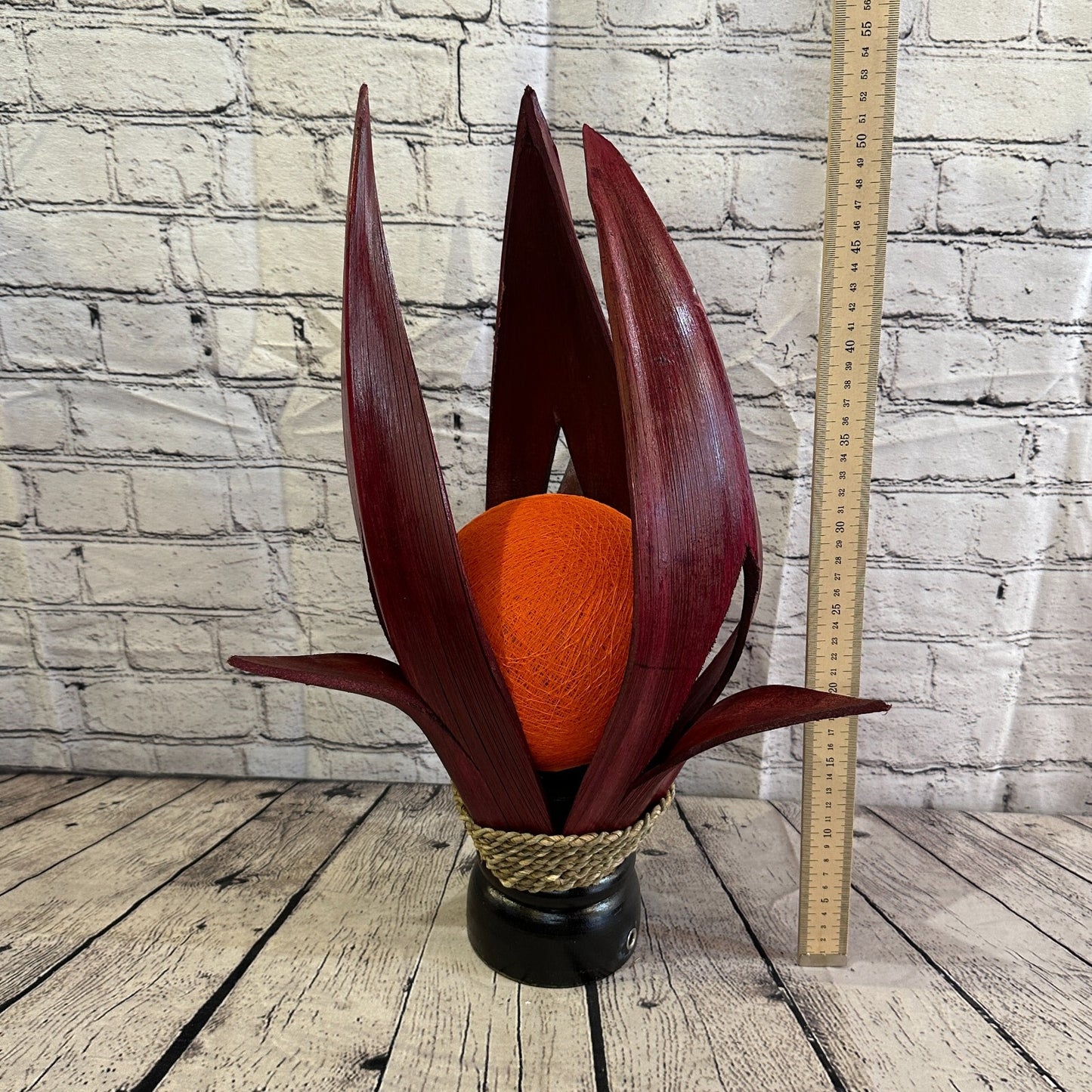 Orange Red Leaf Natural 50cm Tall Leaf Lamp Twist LED UK Mains Plug Design 11