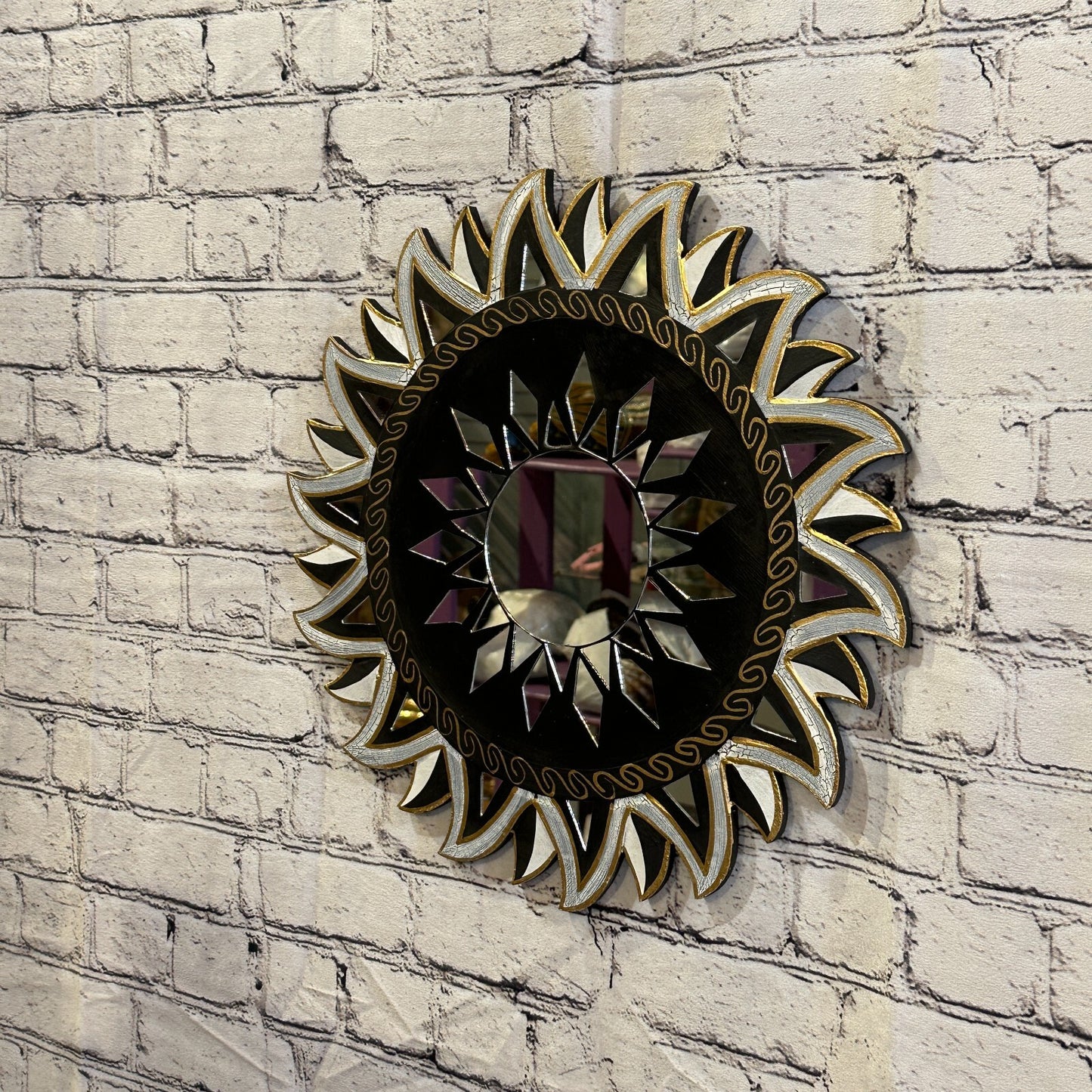 Black Star Mosaic Tile Wall Mirror 40cm x 40cm 16 Inches Handmade Fairtrade