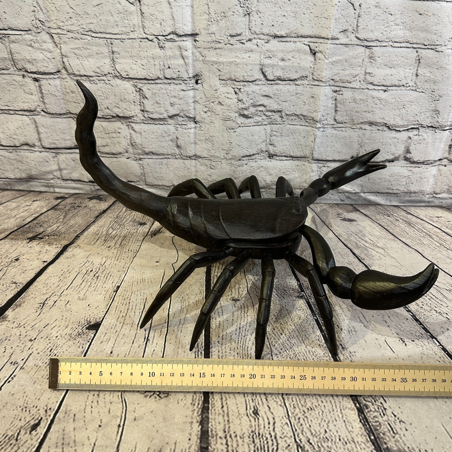 40cm x 30cm Wooden Scorpion Carving Hand Carved Walking Spider Tarantula Statue
