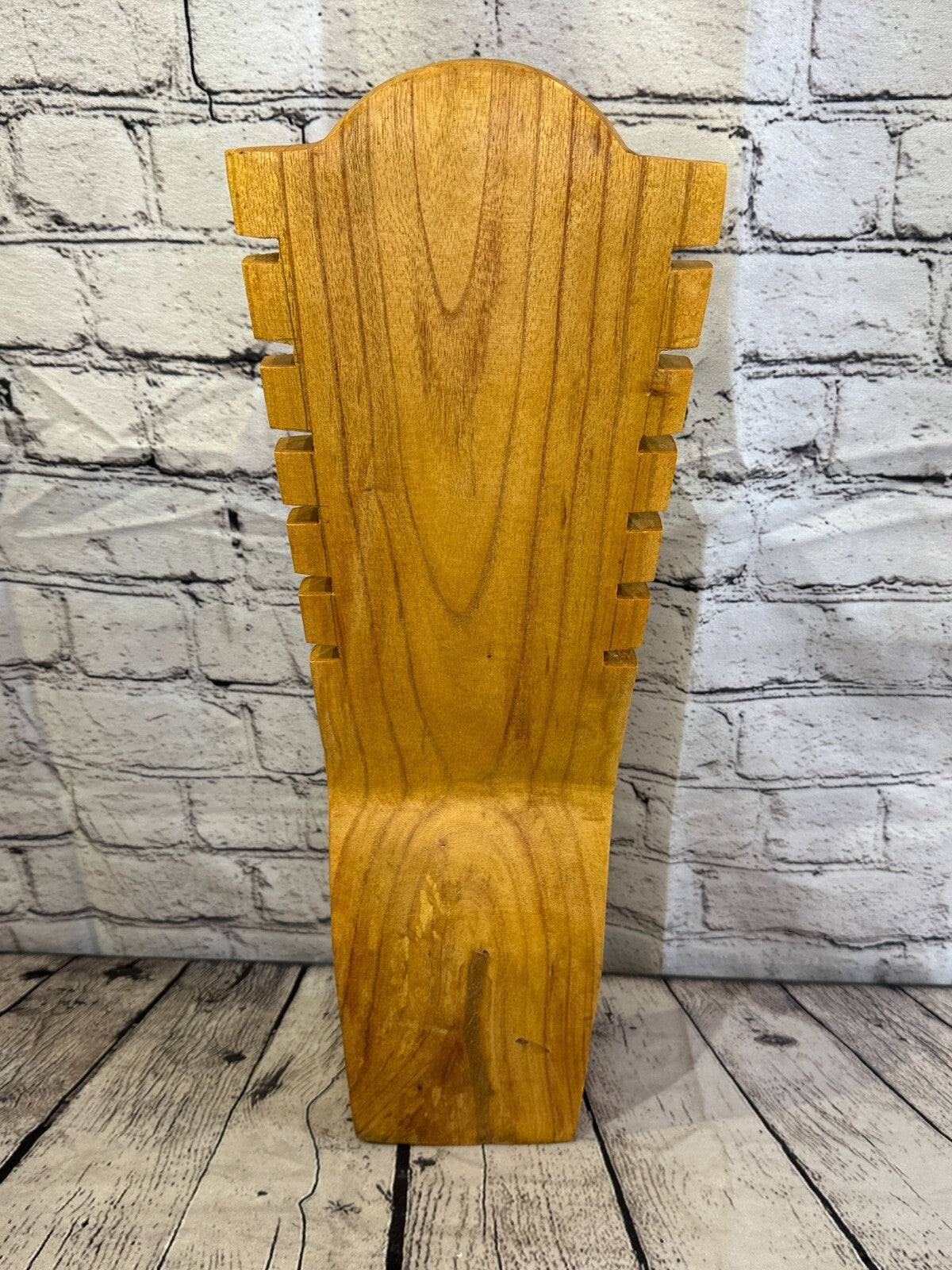 50cm Hand Carved Wooden Necklace On Base Chain Jewellery Display Stand Bust