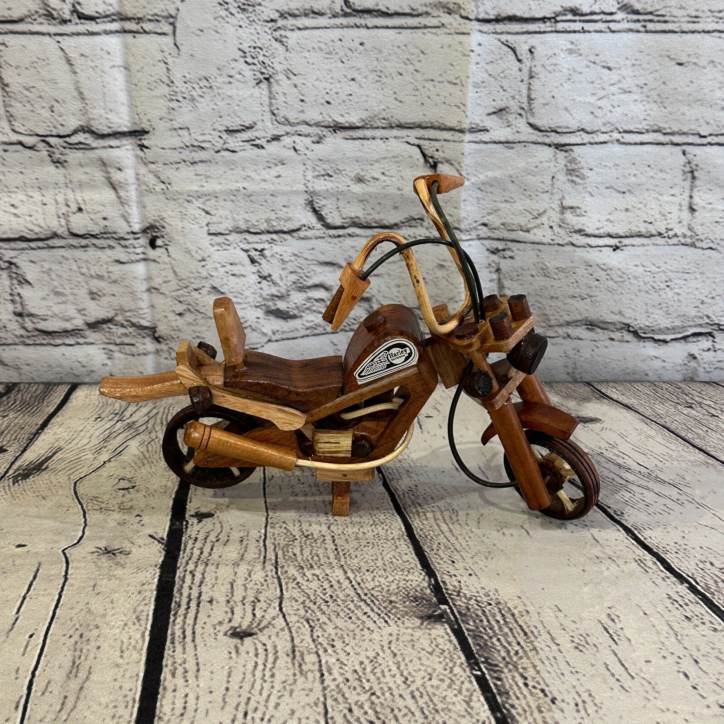 20cm Small Light Wood Motorbike Motorcycle Model Wooden Ornament Decorative Bike